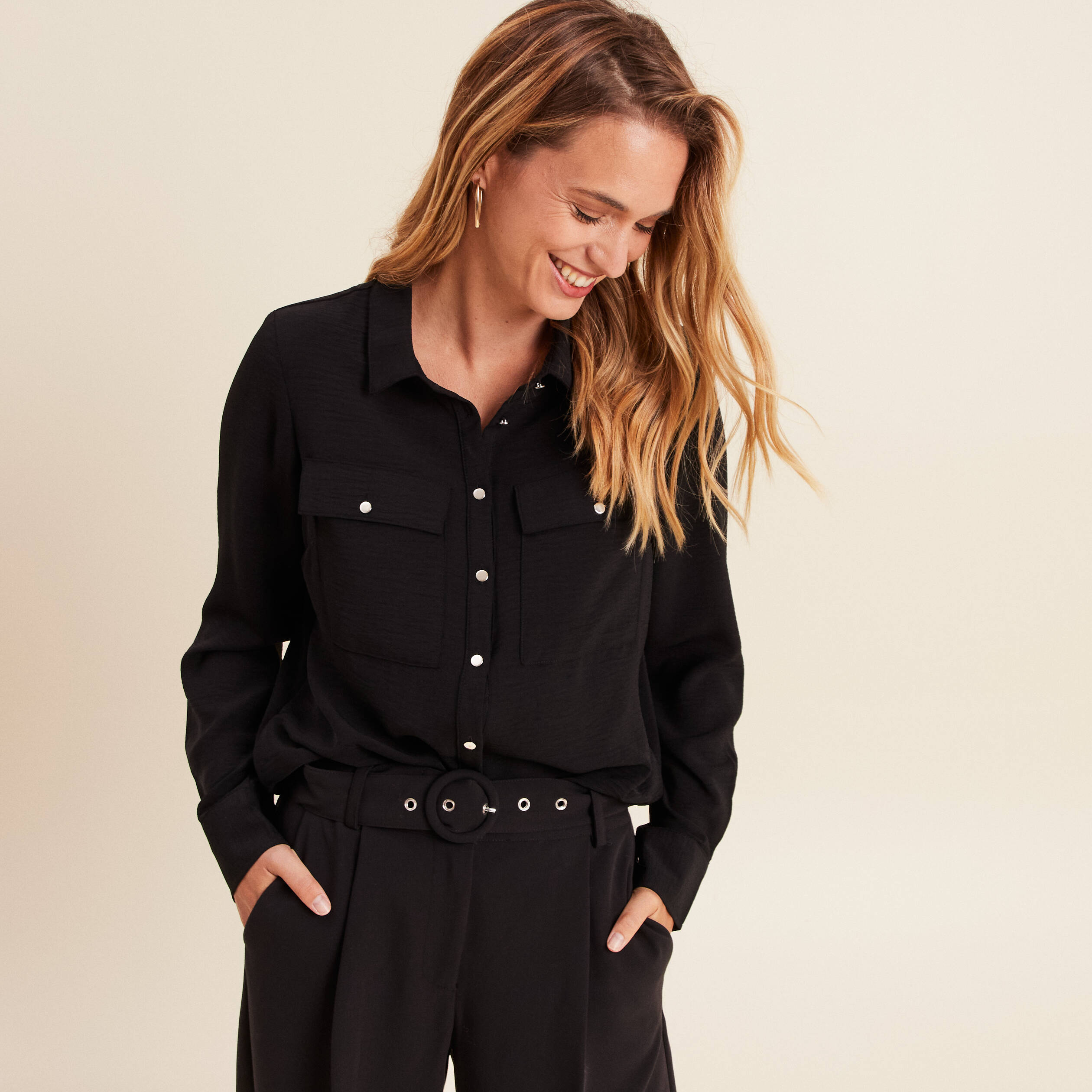 chemise manches longues noir femme Chemise manches longues noir femme