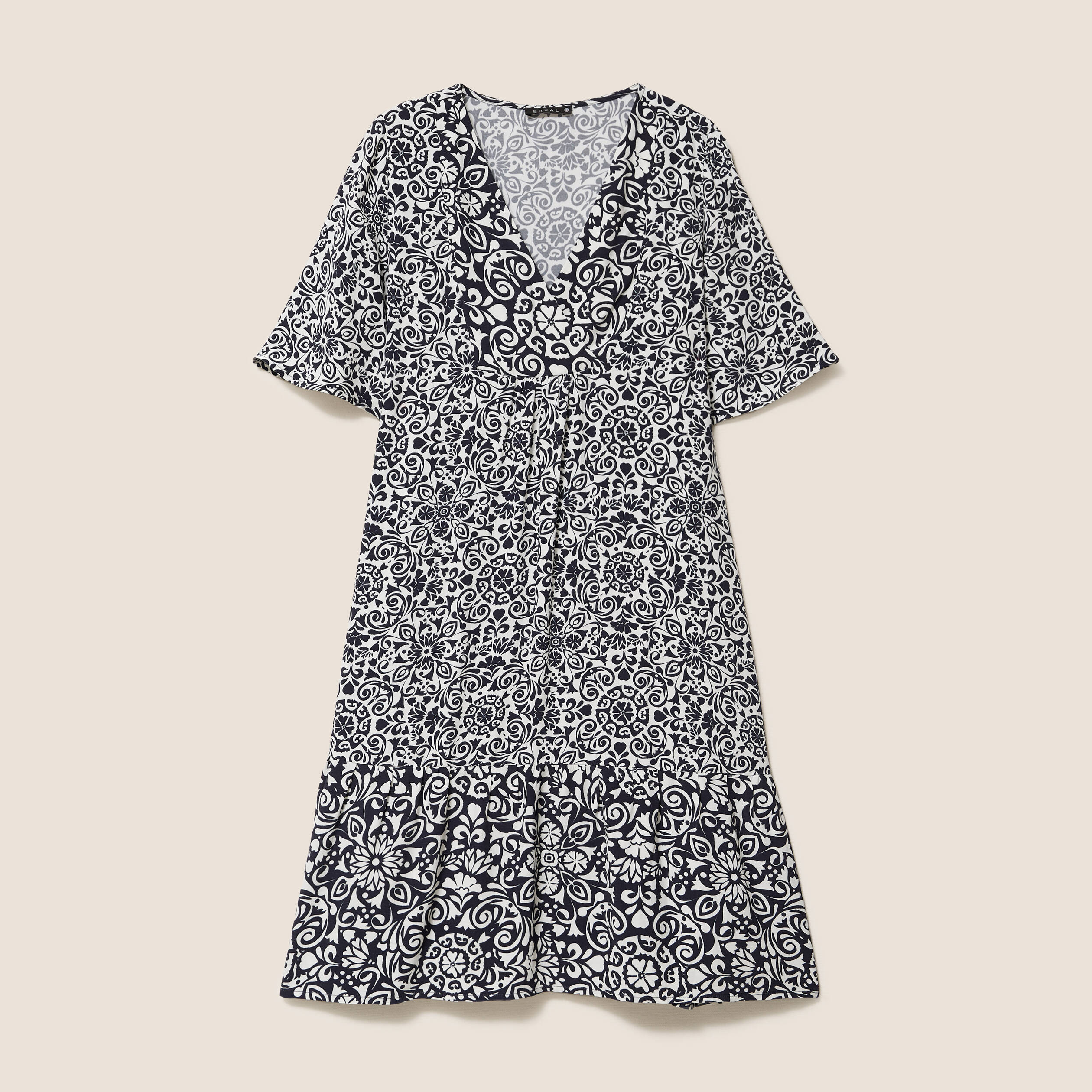 robe courte evasee col v bleu marine femme Robe courte évasée col V bleu marine femme