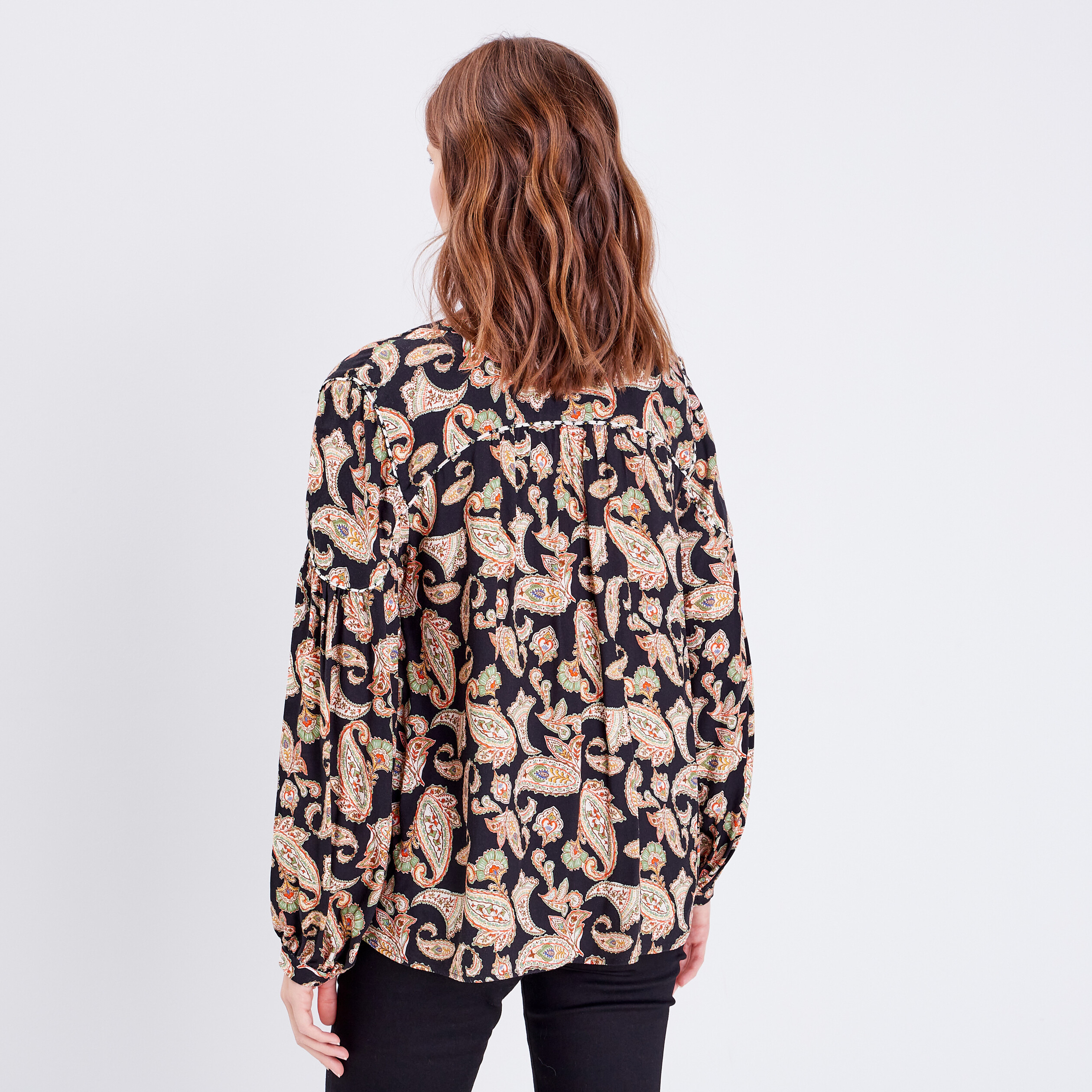 Blouse manches longues noir femme