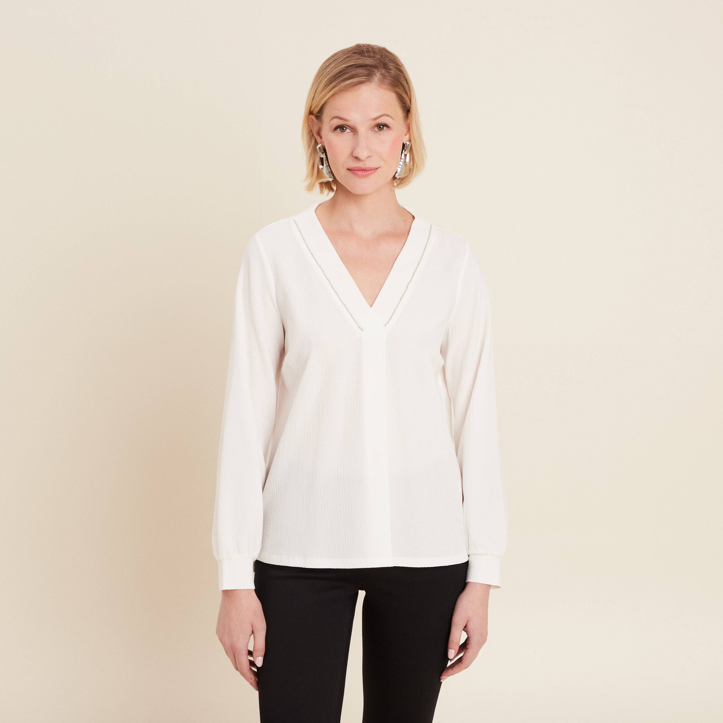 T-shirt manches longues blanc femme