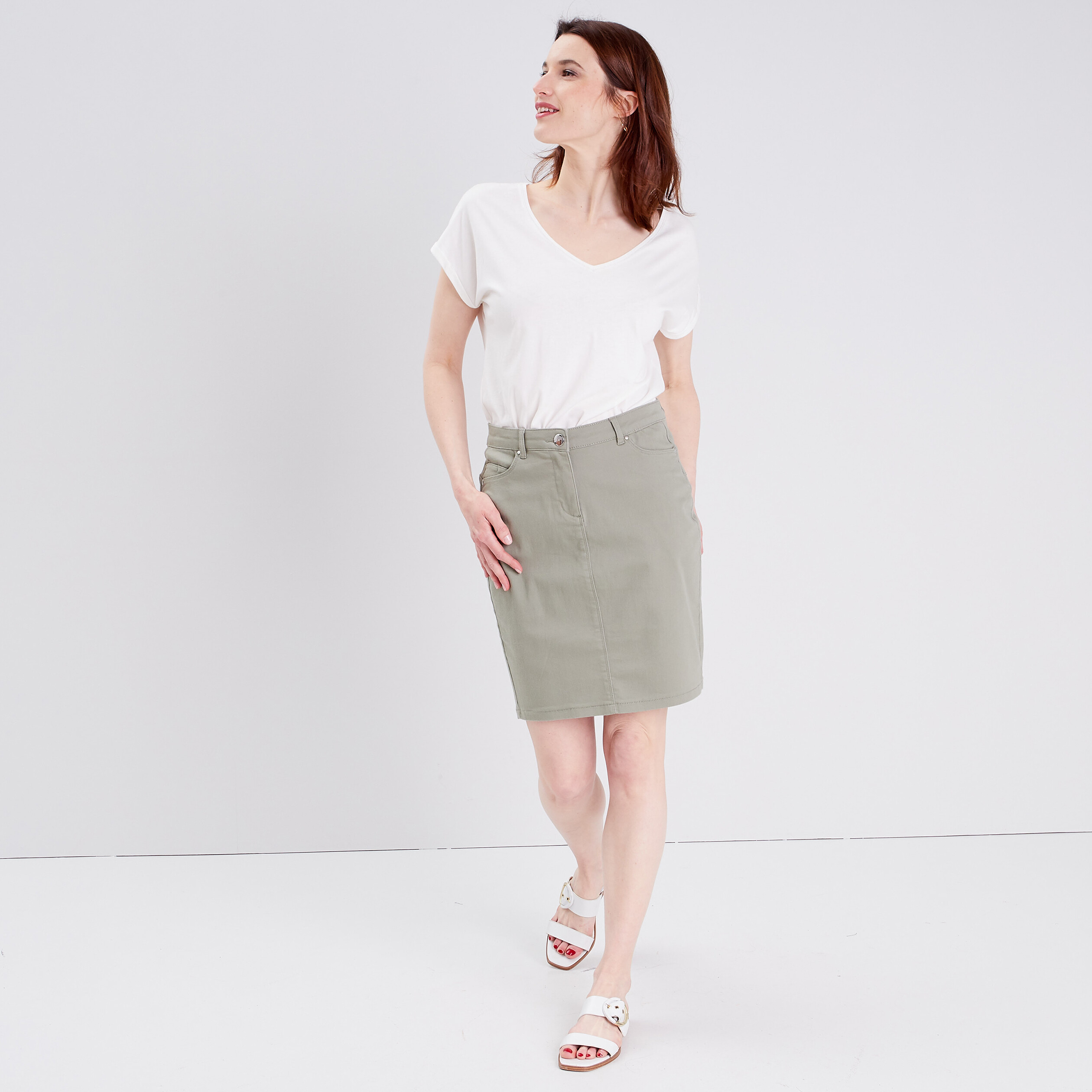 Jupe droite vert clair femme