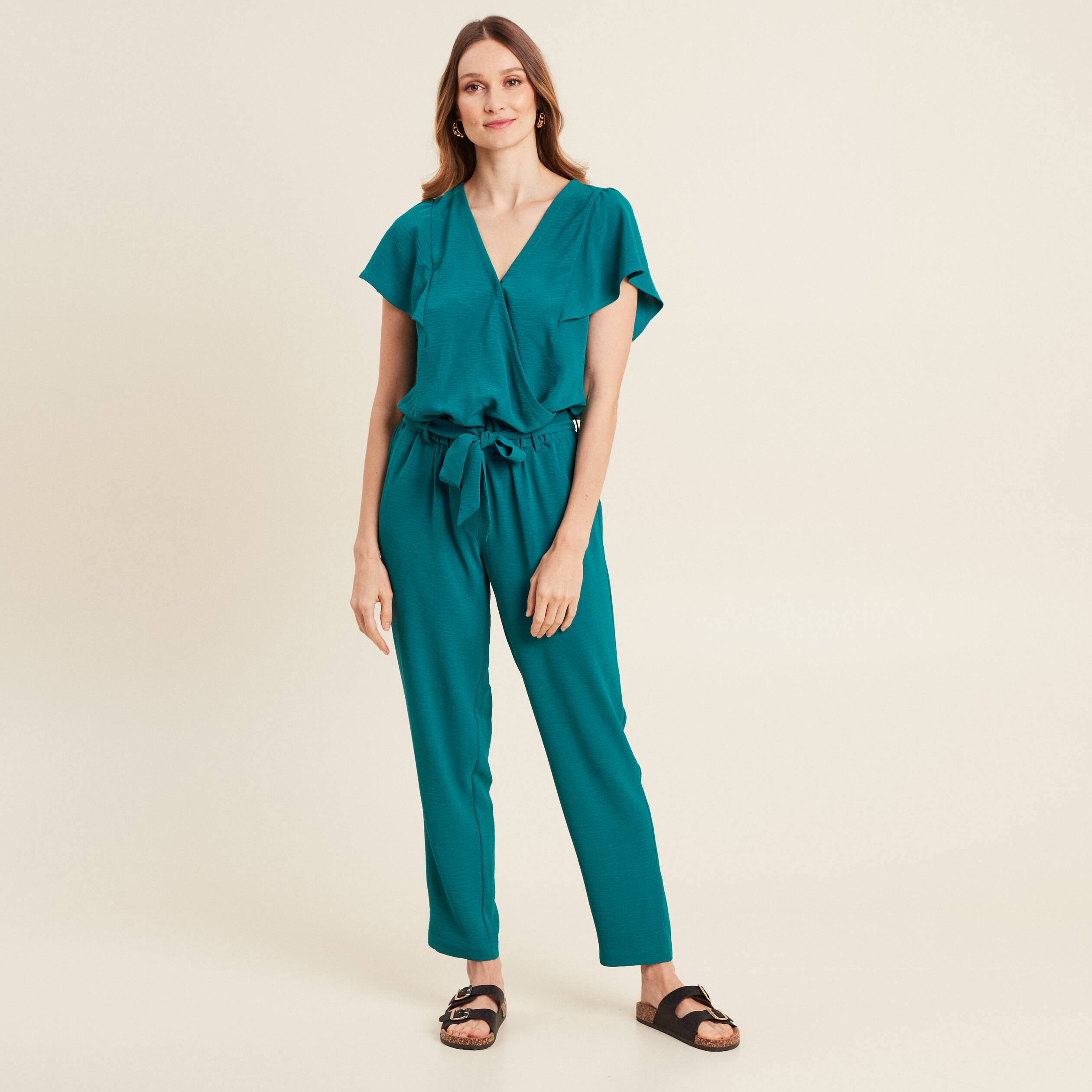 combinaison pantalon droite vert femme Combinaison pantalon droite vert femme