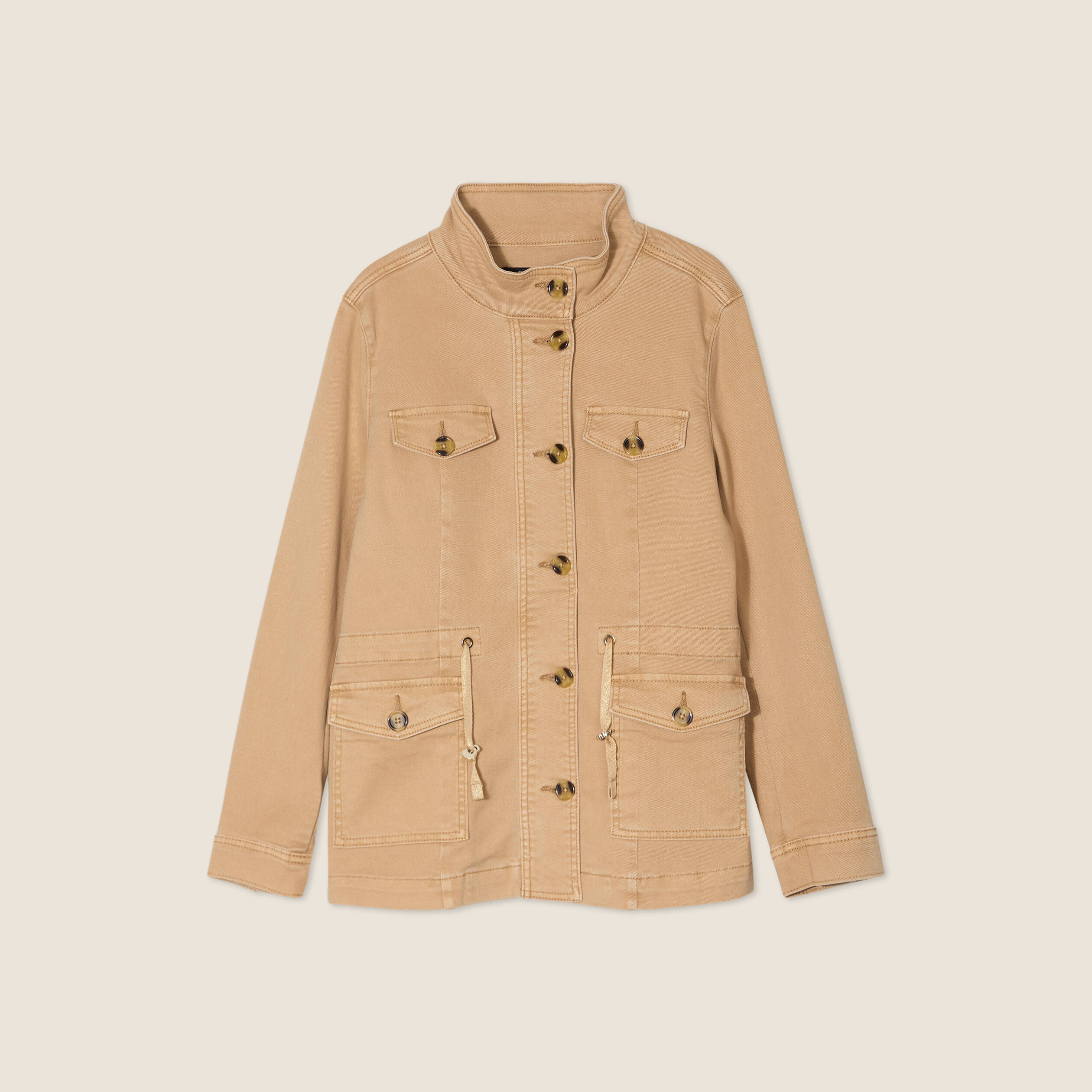 Veste boutonnée en jean marron clair femme