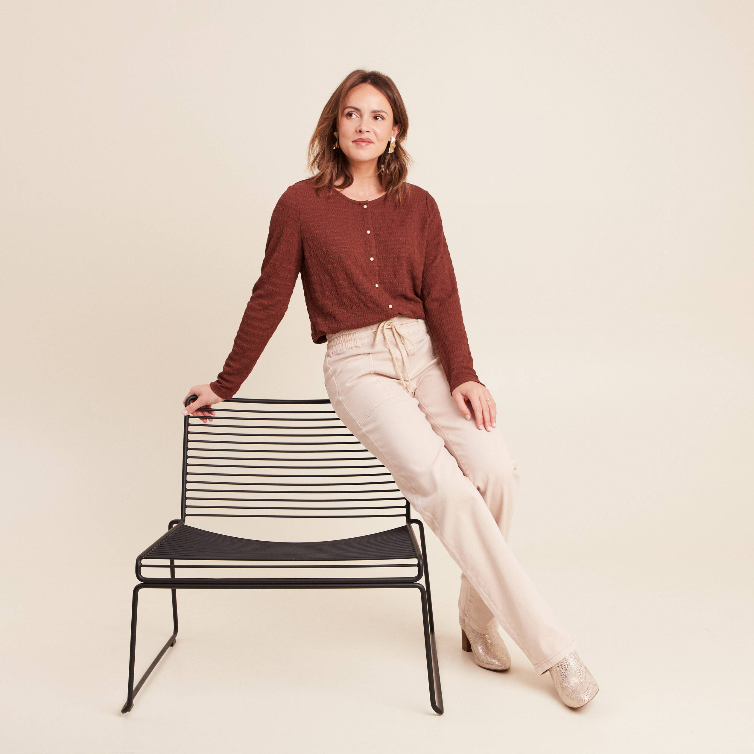 Femme Pantalon Taille Elastique Jeggings Distressed Jean Large Haute