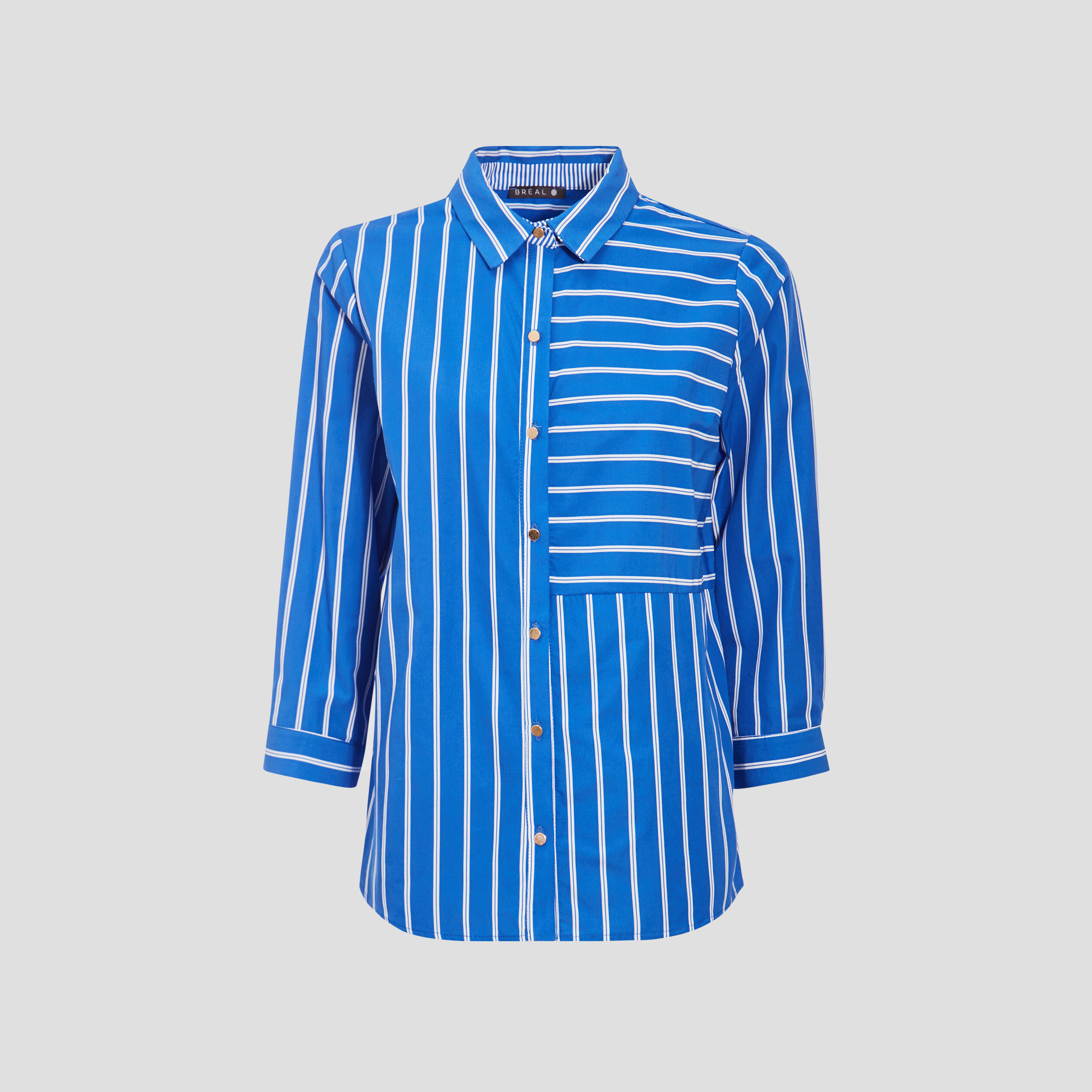 Chemise manches 3/4 bleu roi femme