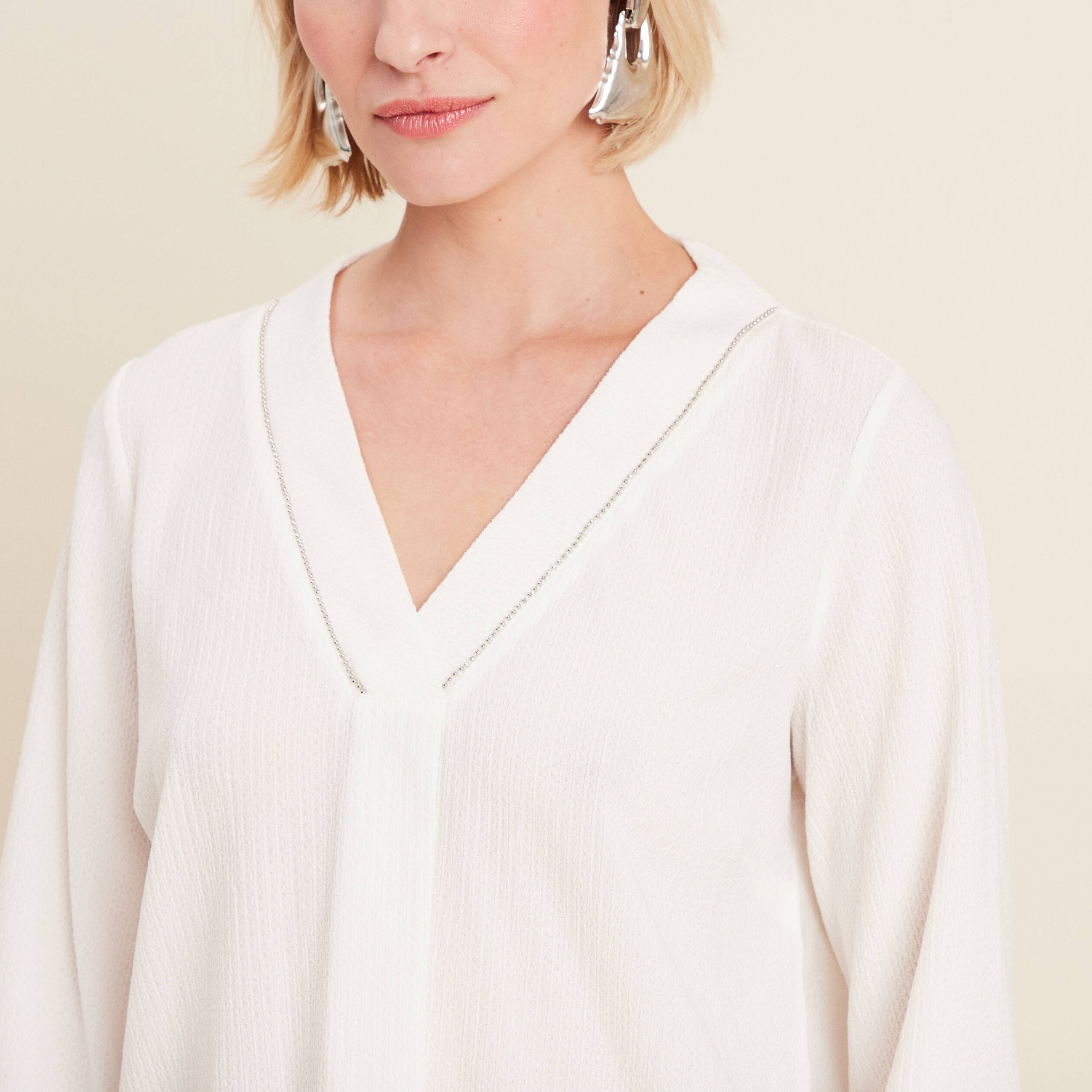 T-shirt manches longues blanc femme