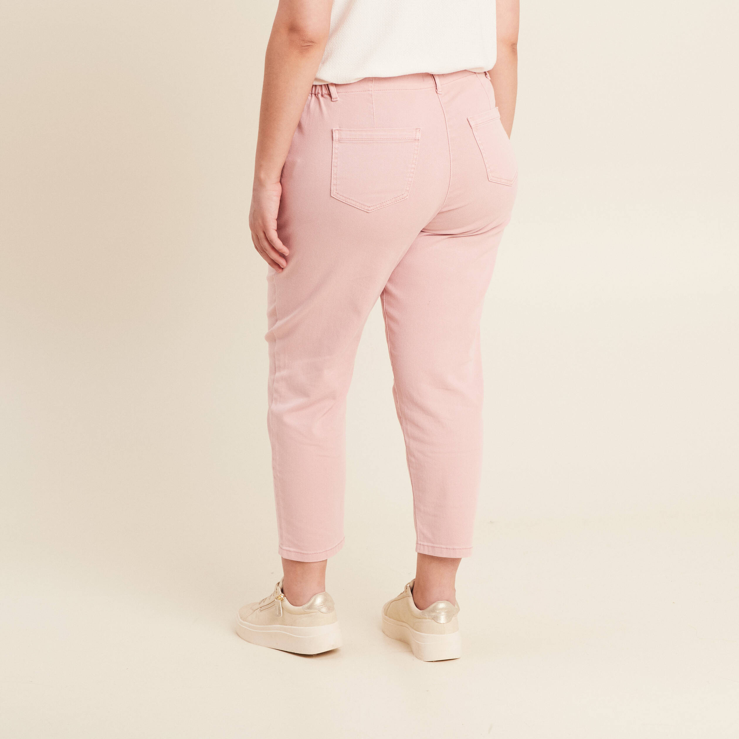 jean carotte 78eme rose pastel femme Jean carotte 7/8ème rose pastel femme