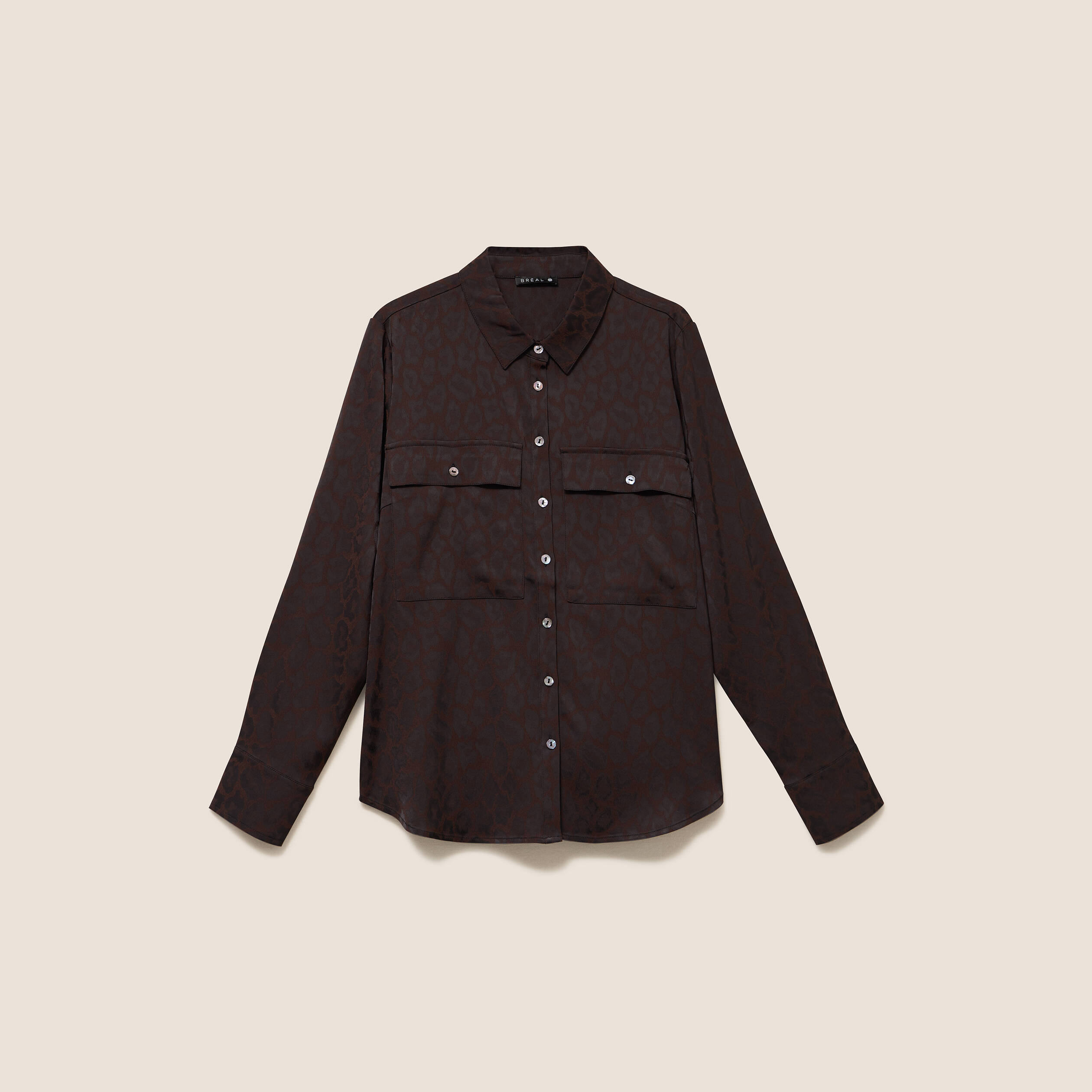 Chemise manches longues marron femme
