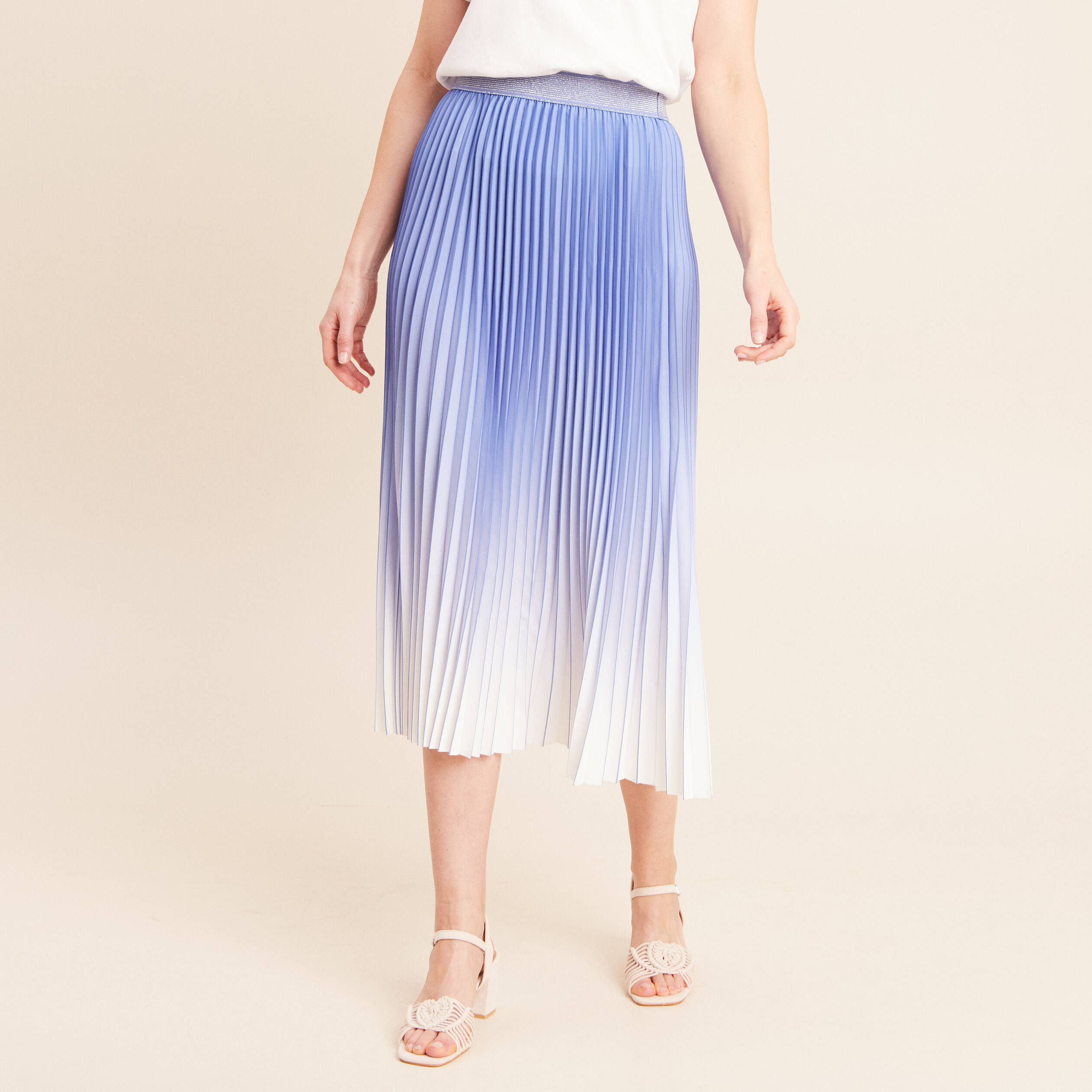 Jupe Midi Hush - Femme - Taille 10 - Bleue Rayures Arc-en-ciel - Occasion