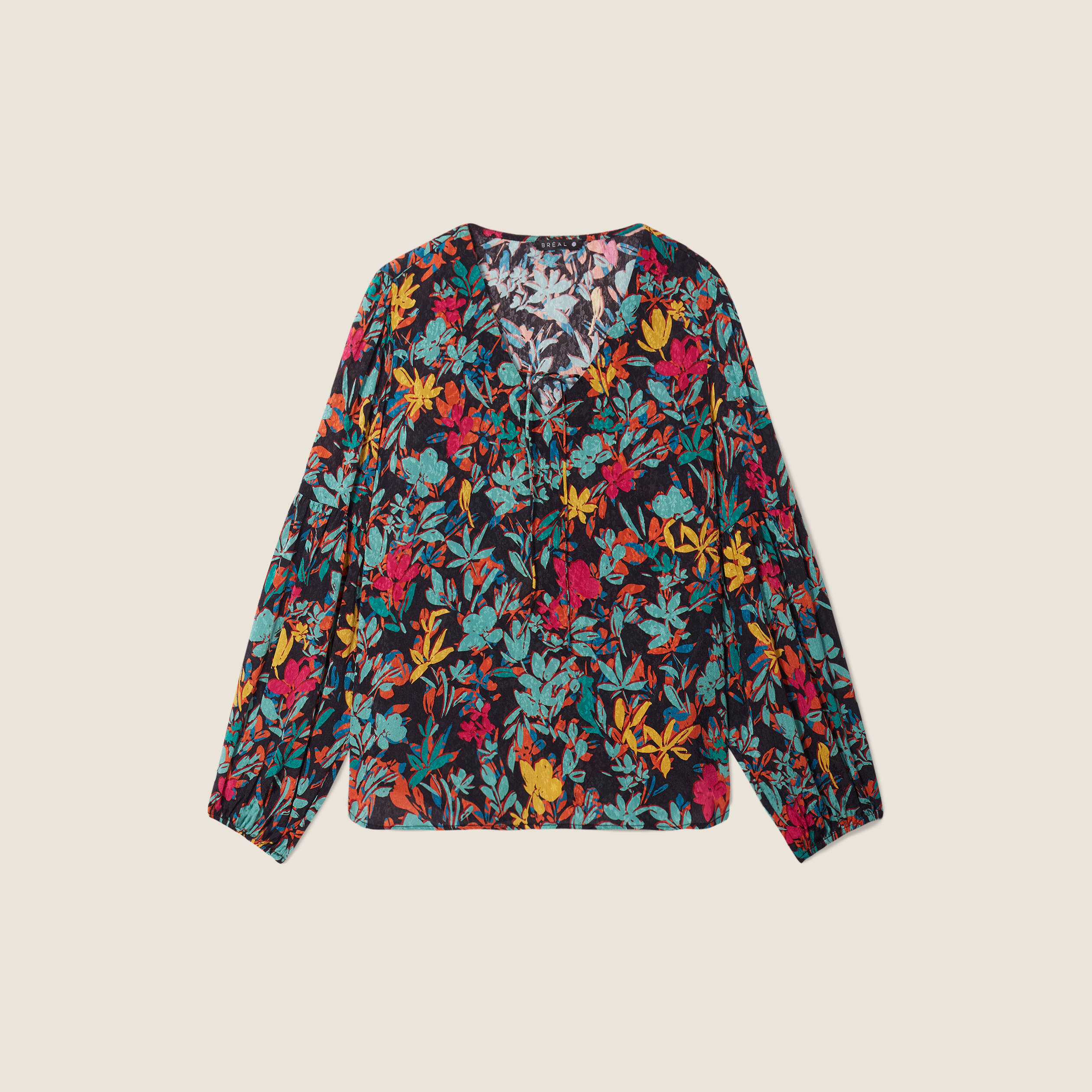Blouse manches longues multicolore femme