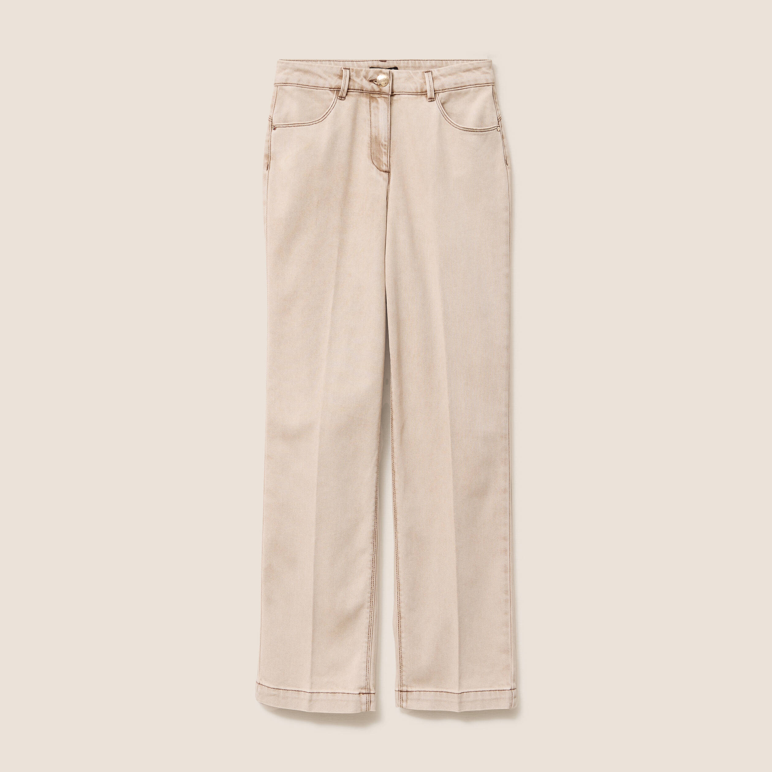 Jean coupe droite taille standard denim beige femme