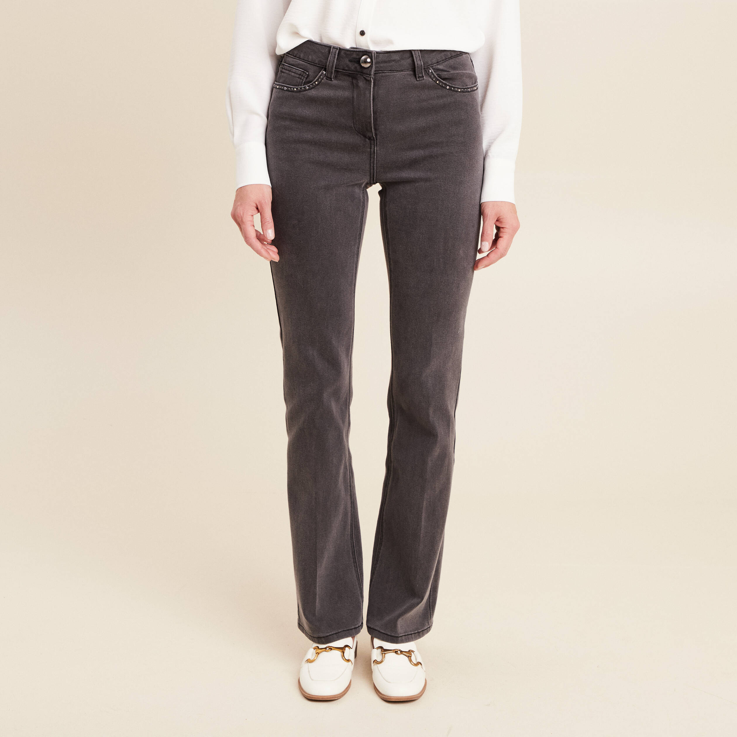 jean bootcut taille standard denim gris femme jean bootcut taille standard denim gris femme