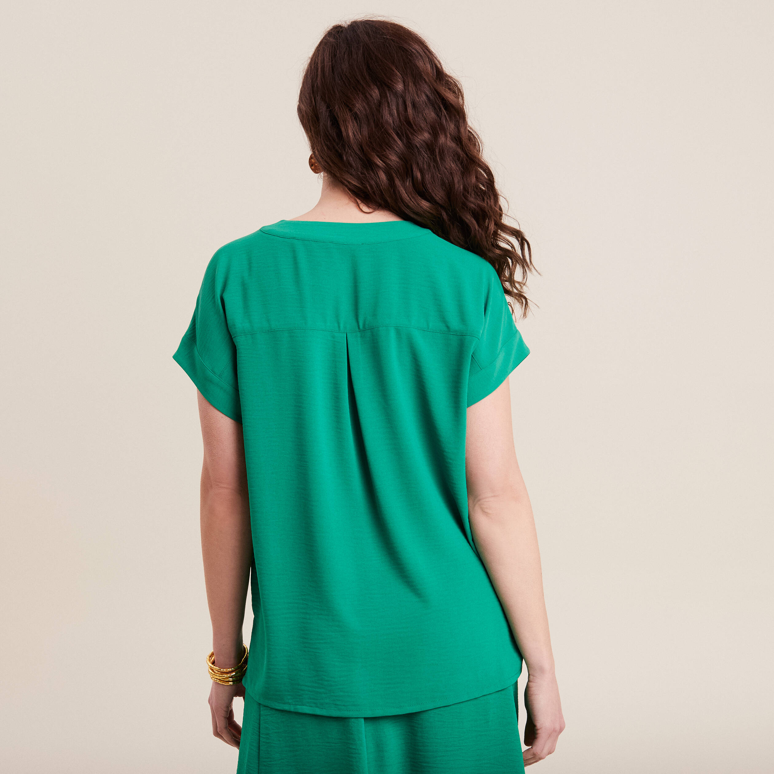 Blouse manches courtes vert emeraude femme Breal