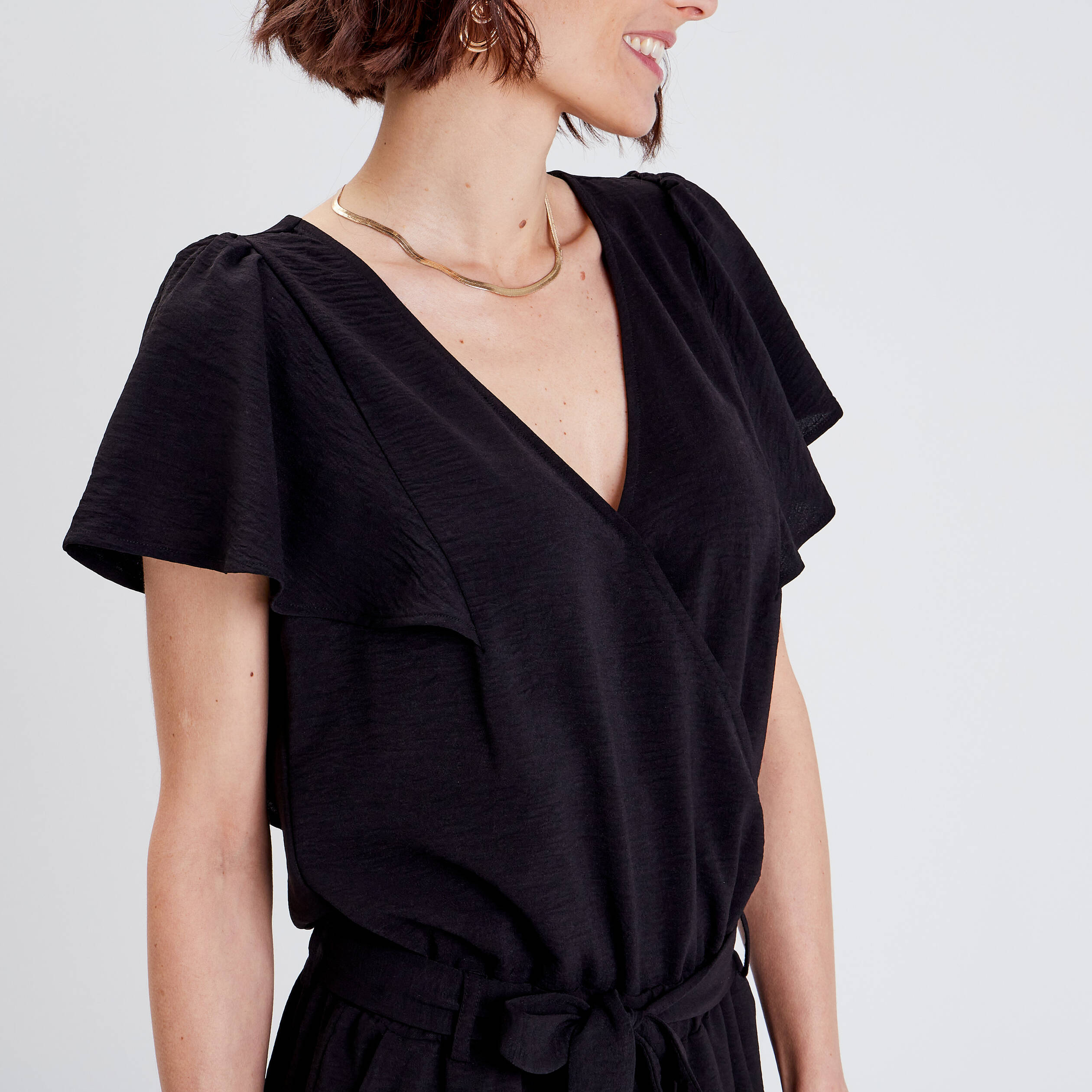 Combinaison pantalon droite noir femme