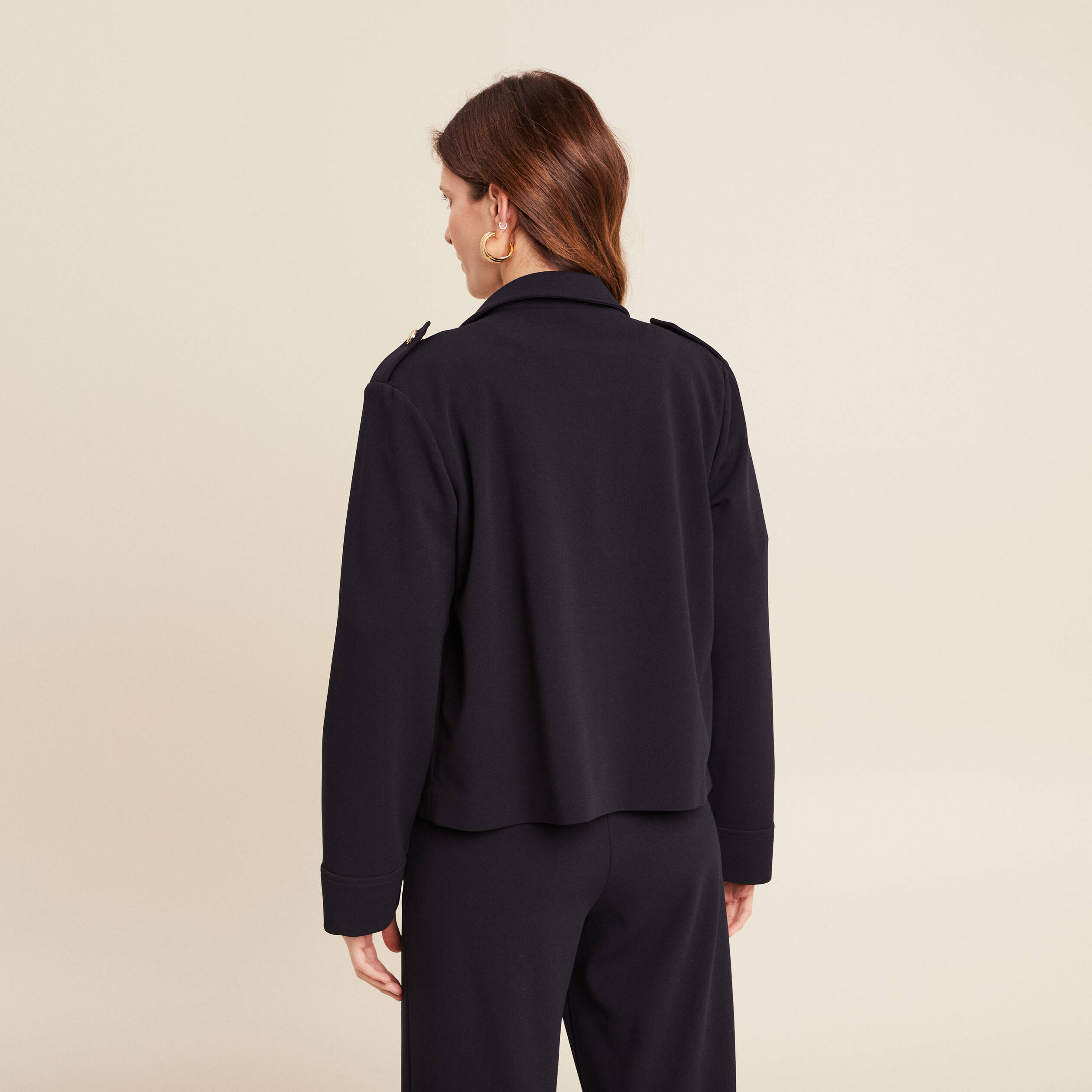 Veste boutonnée bleu foncé femme