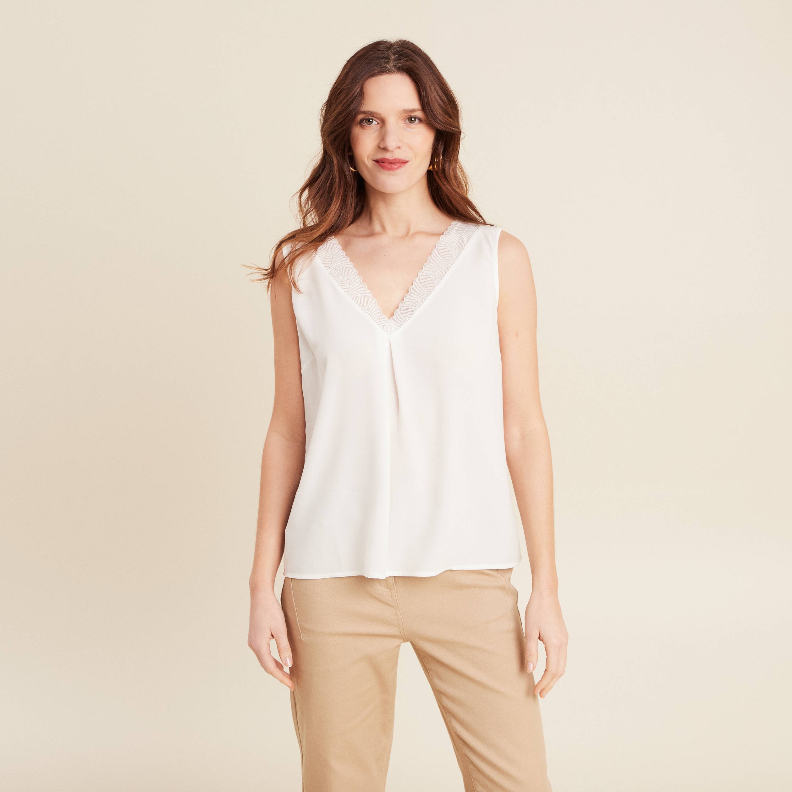 debardeur sans manches ecru femme Débardeur sans manches ecru femme