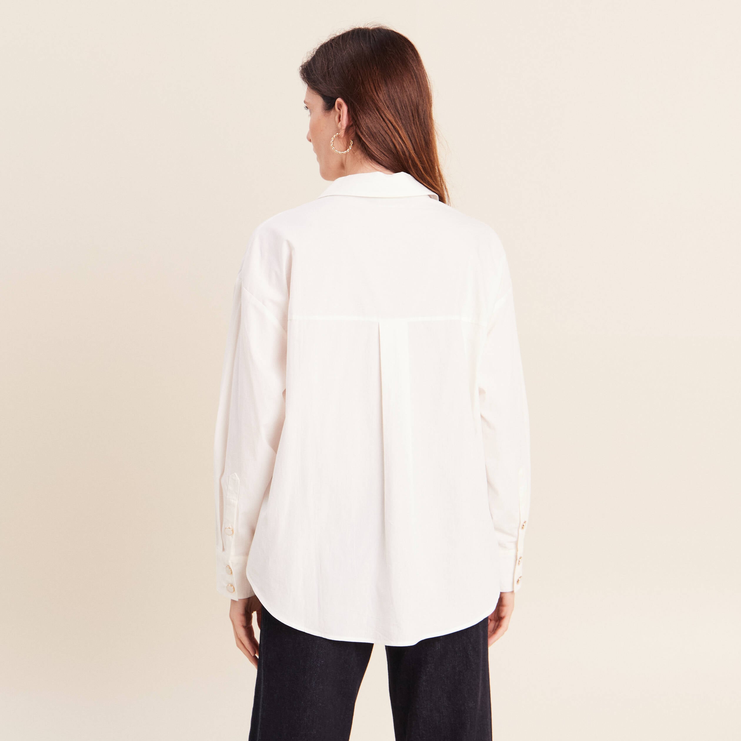 Chemise ample manches longues ecru femme