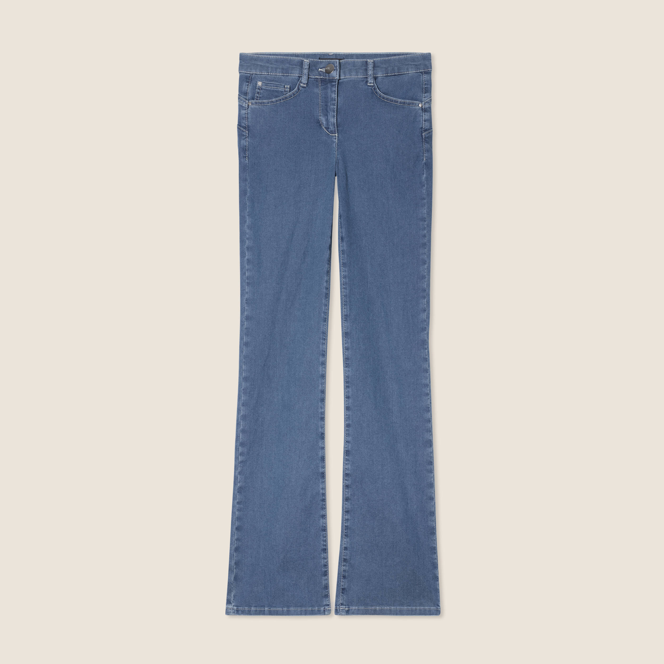 Jean léger bootcut taille basculée denim bleach femme