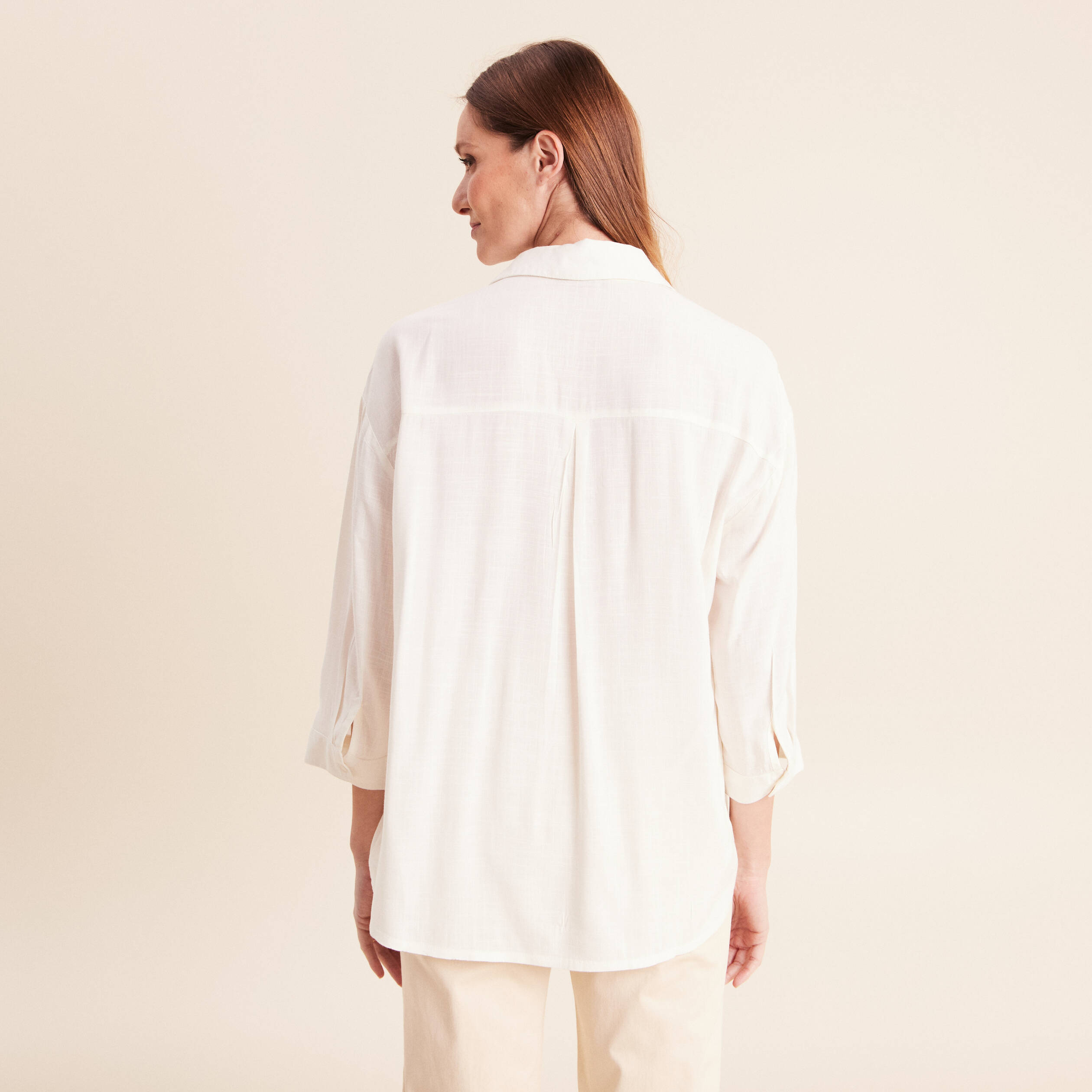 Chemise ample manches 3/4 col chemise ecru femme