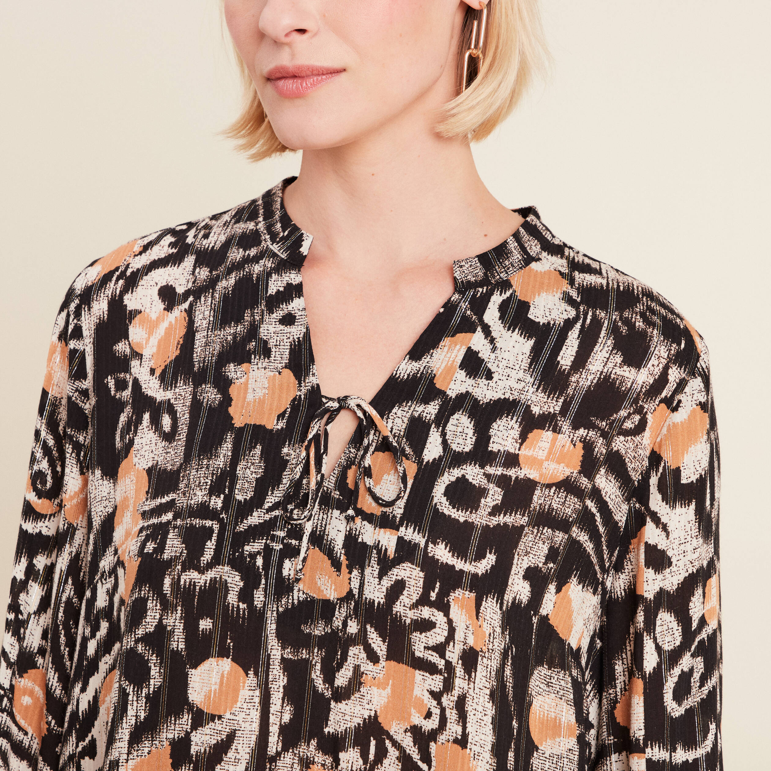 Blouse manches longues marron clair femme