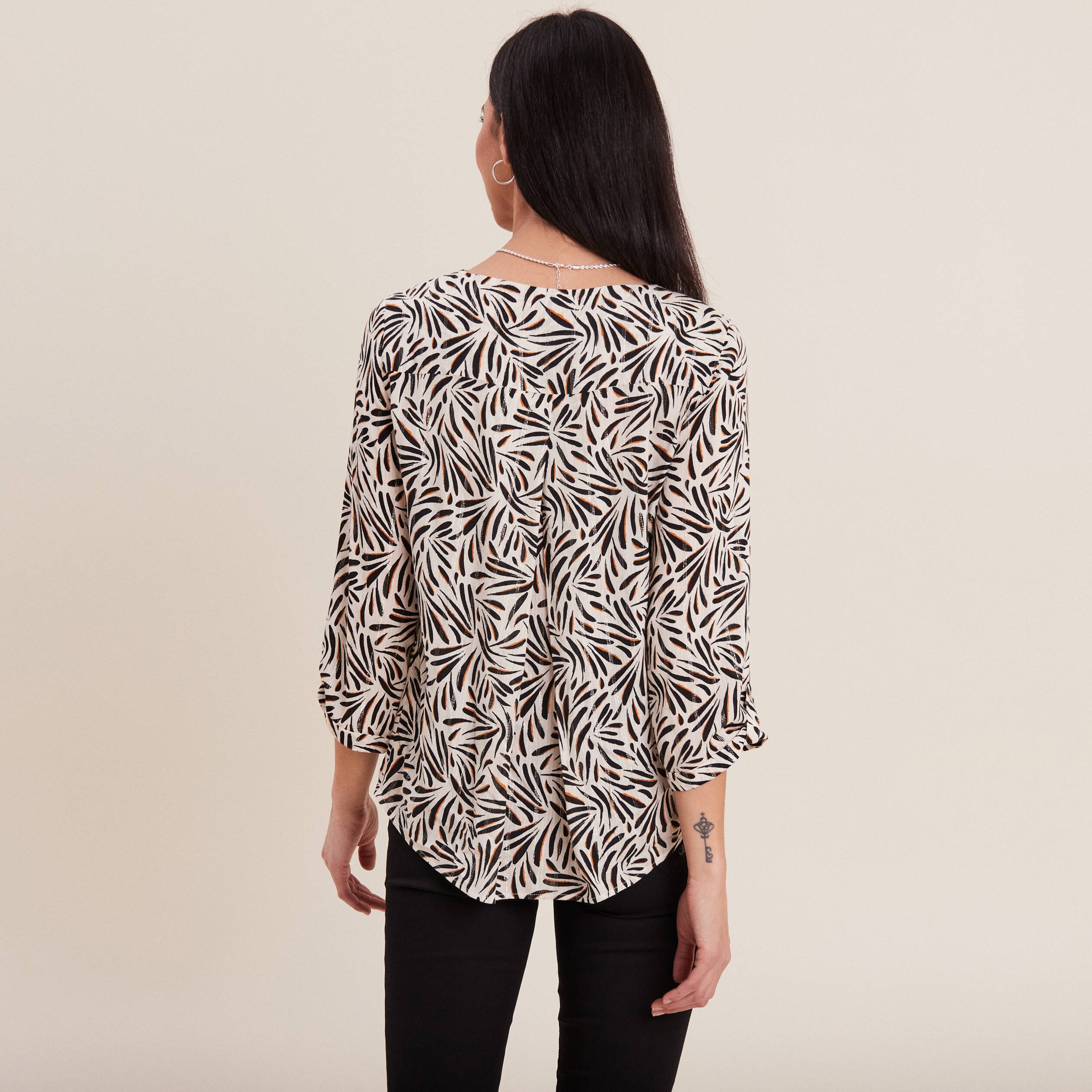 Blouse manches 3/4 noir femme