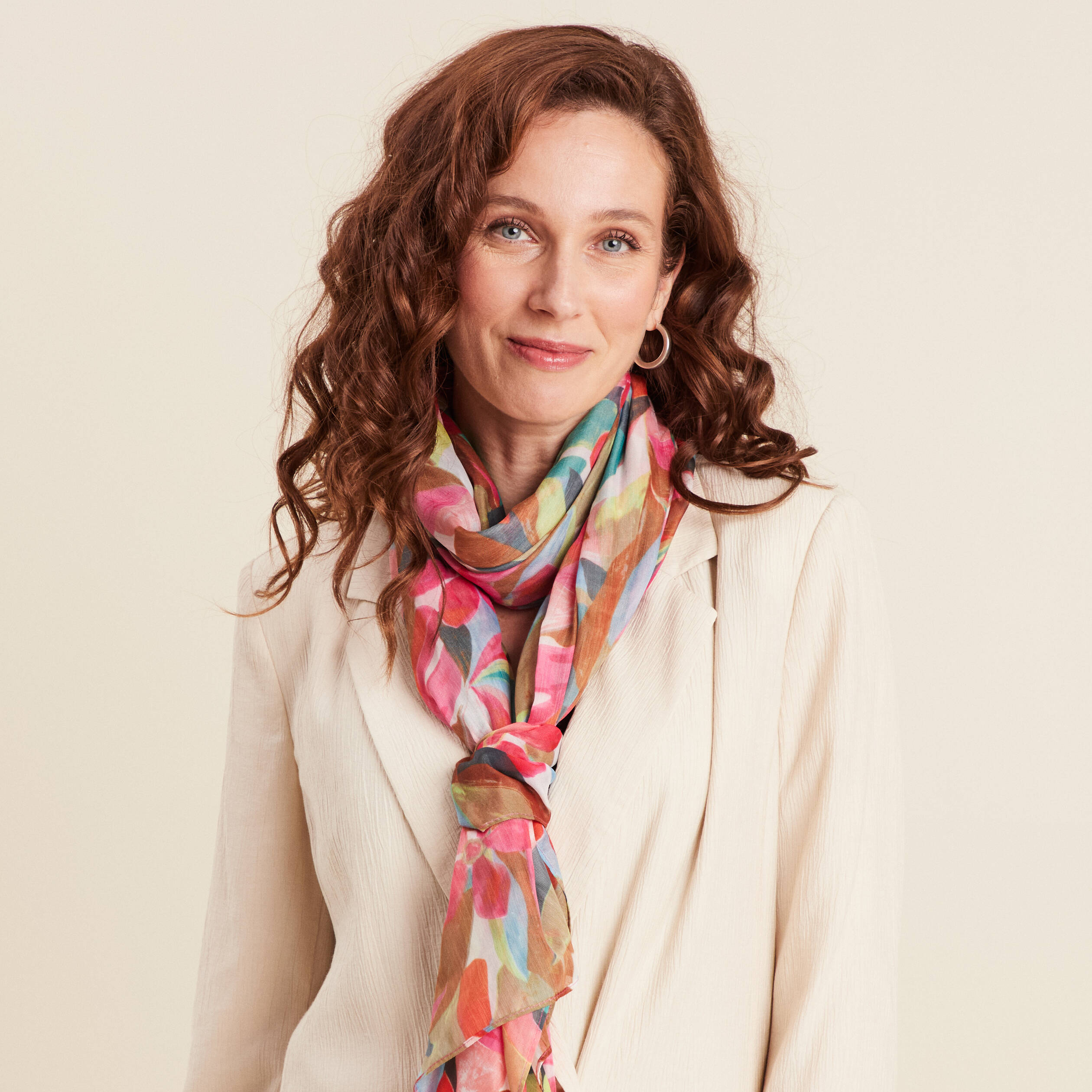 Foulard en voile transparent multicolore femme