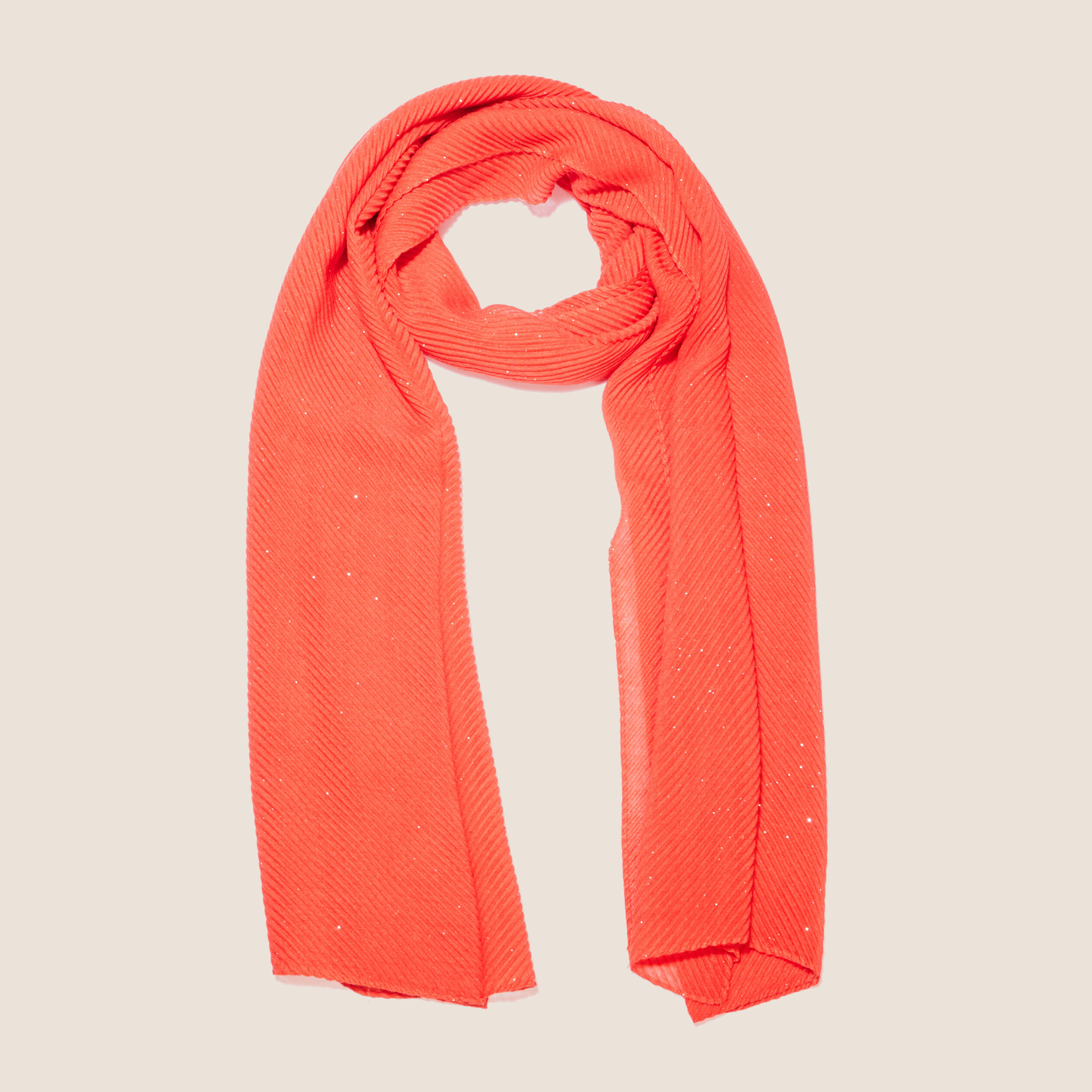 Foulard plissé paillettes orange foncé femme