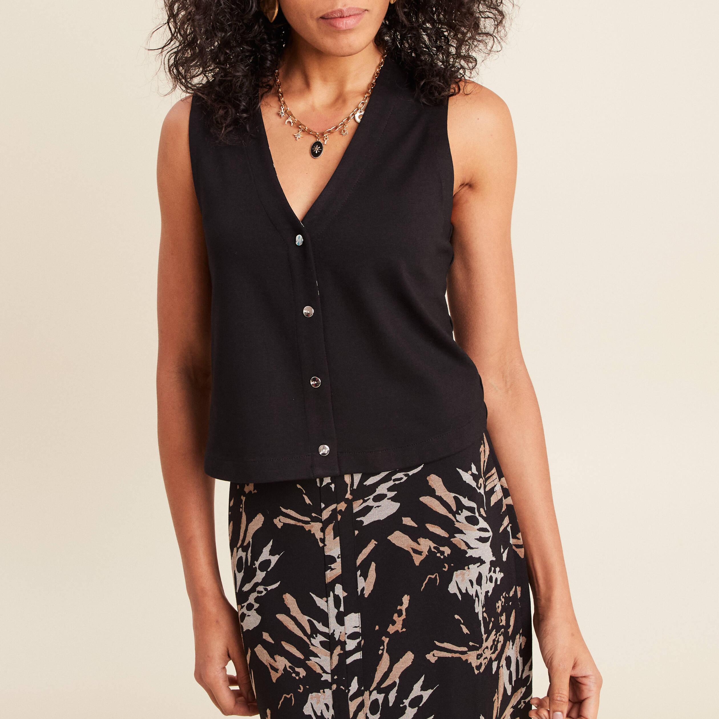 Gilet sans manches réversible noir femme
