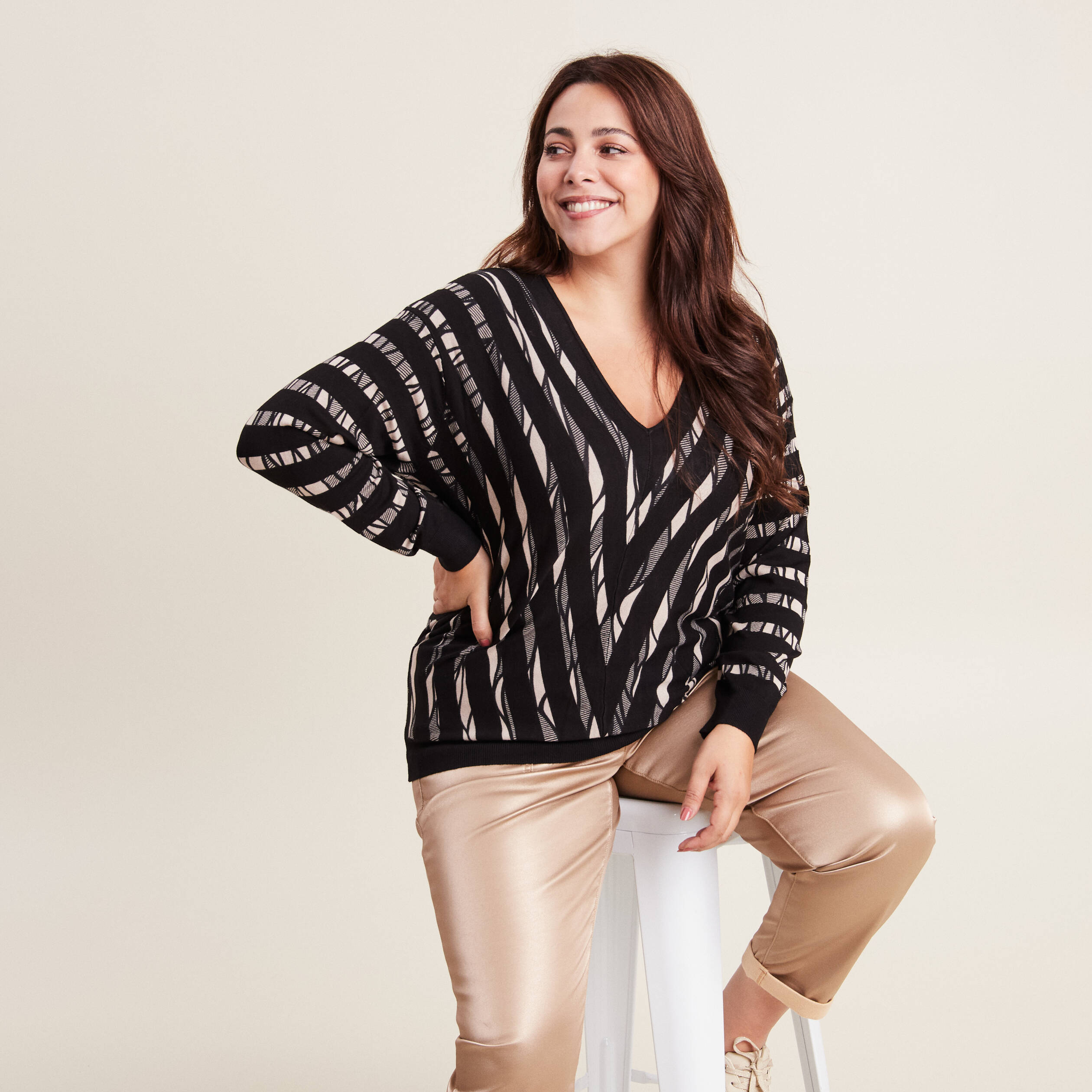 Pull manches longues noir femme