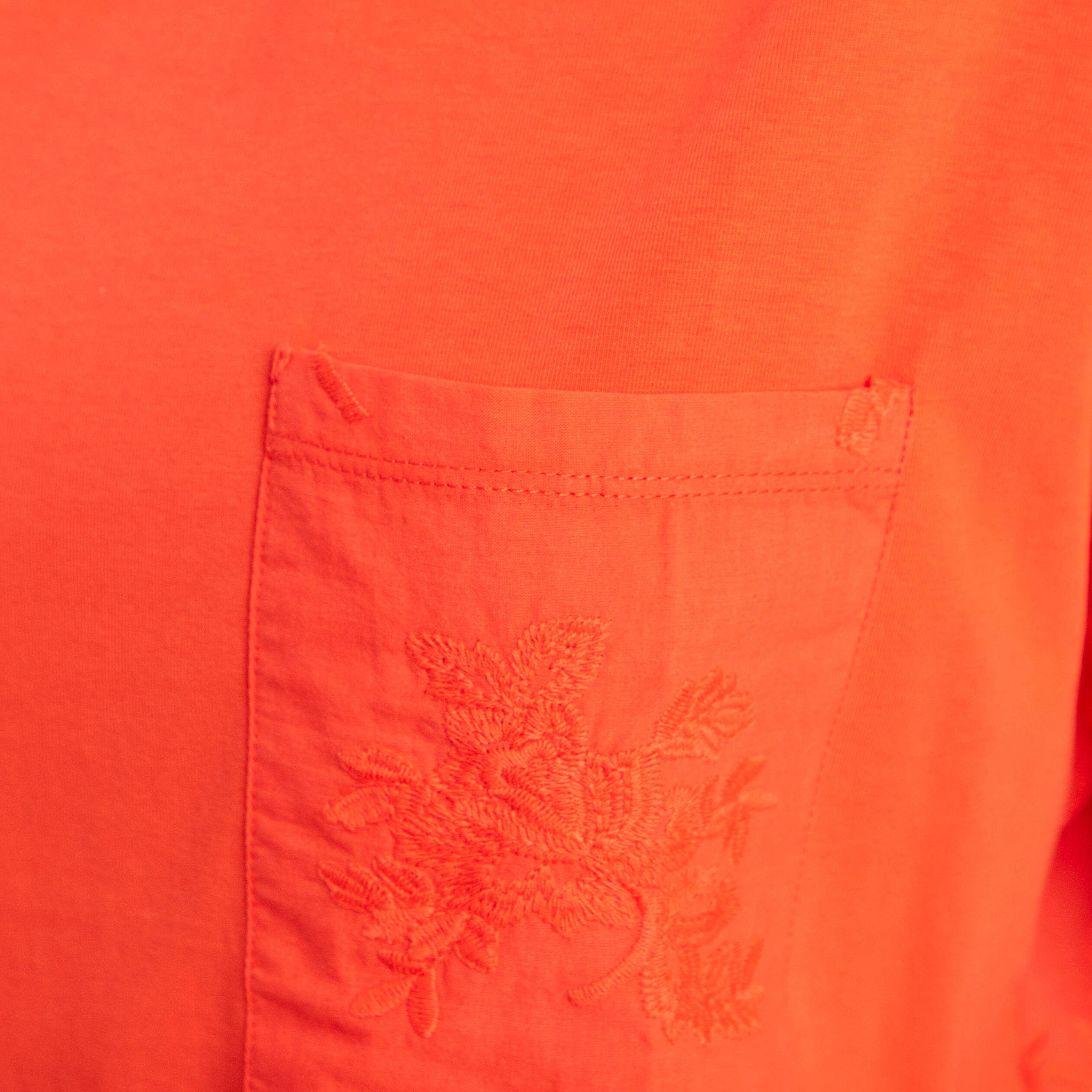 T-shirt col rond manches courtes poches orange fonc&eacute; femme