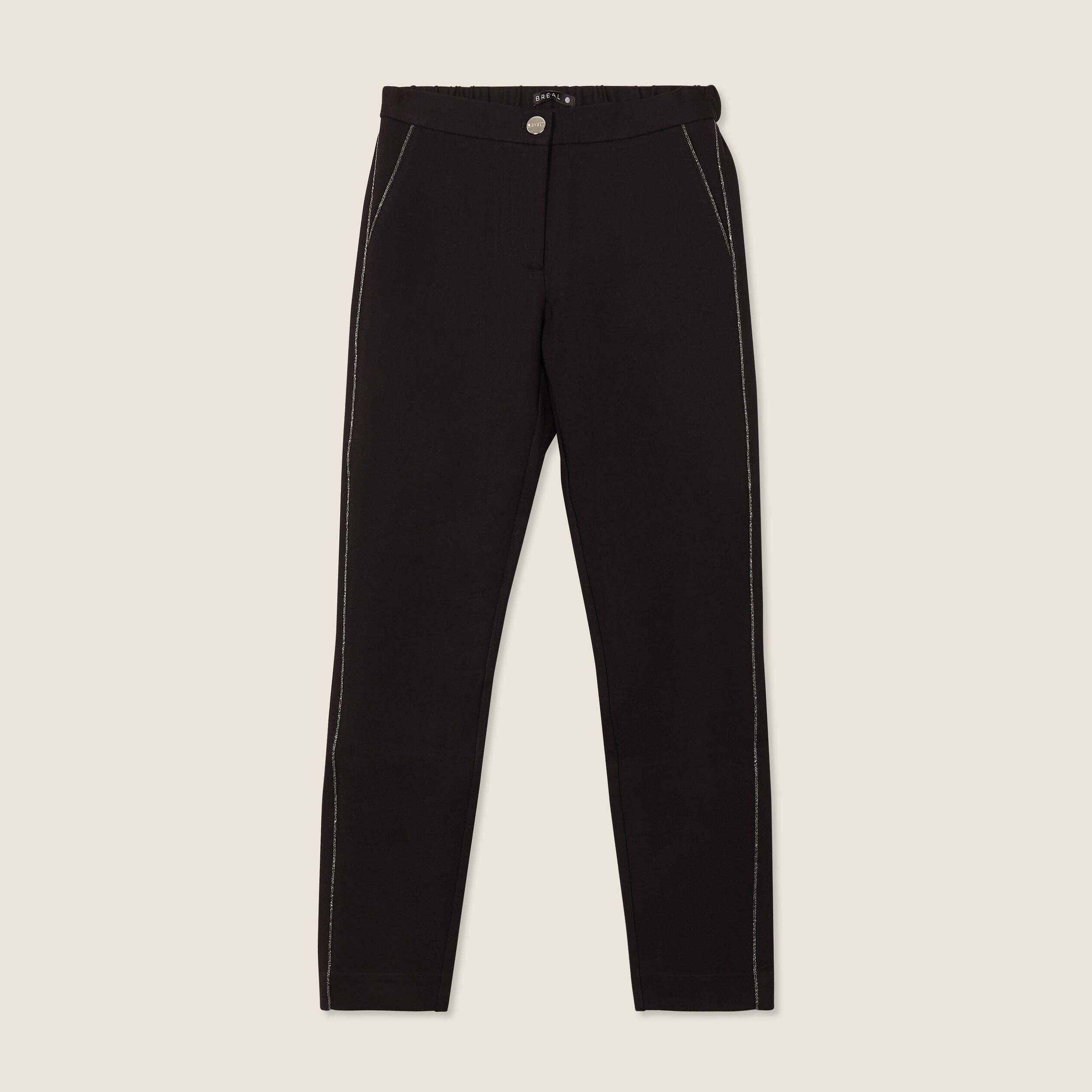 Pantalon chino ajust&eacute; 7/8&egrave;me noir femme