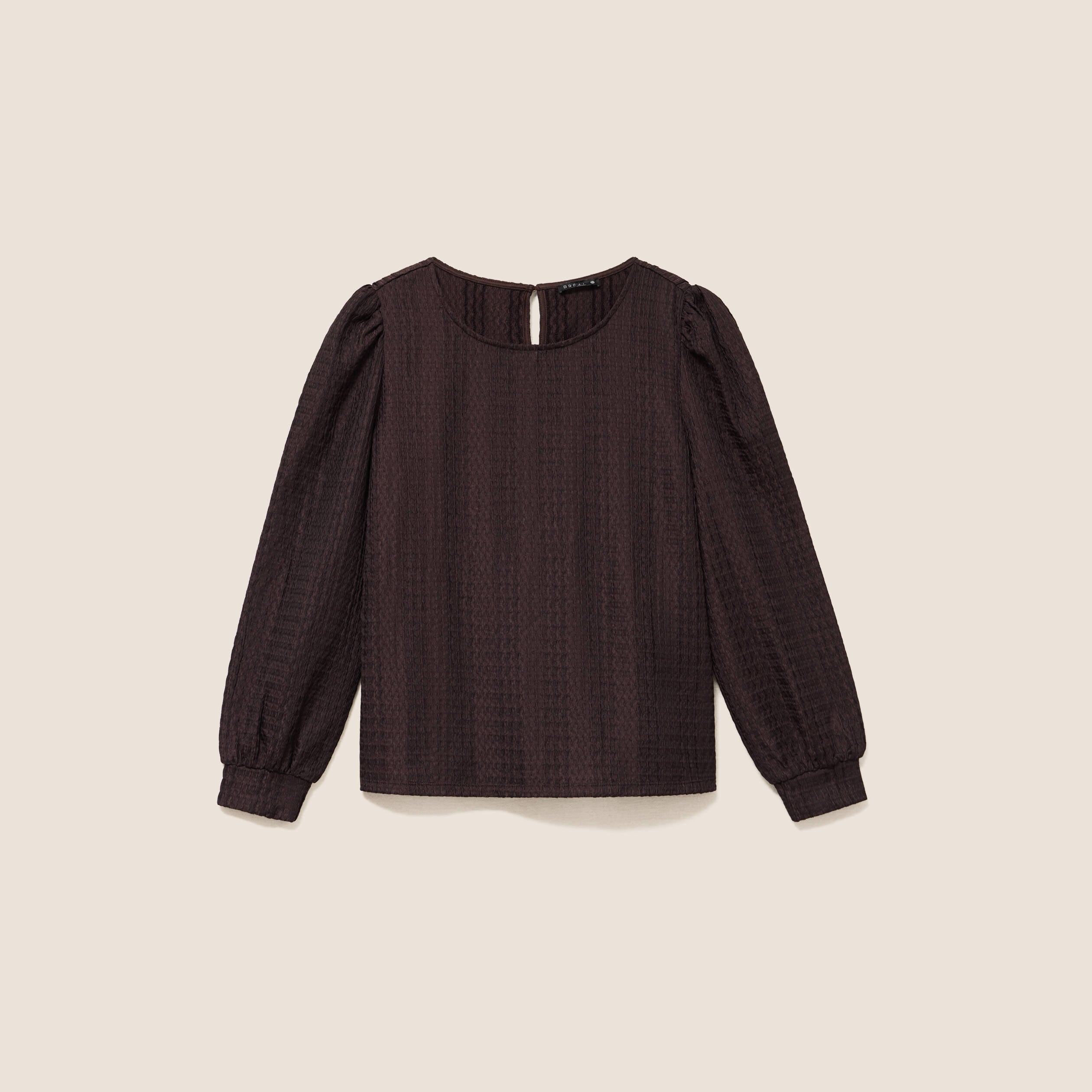 Blouse manches longues marron fonc&eacute; femme