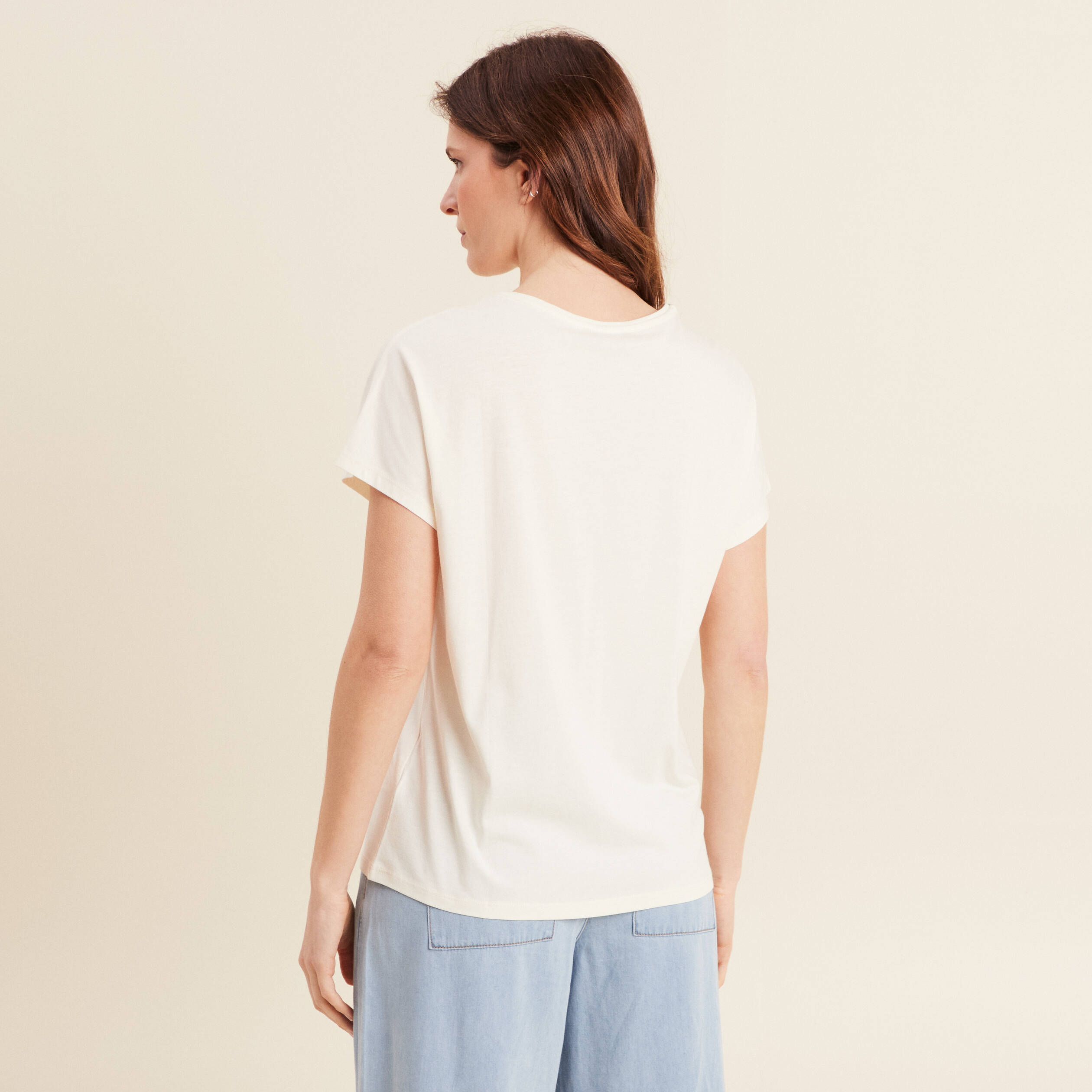 T-shirt manches courtes ecru femme