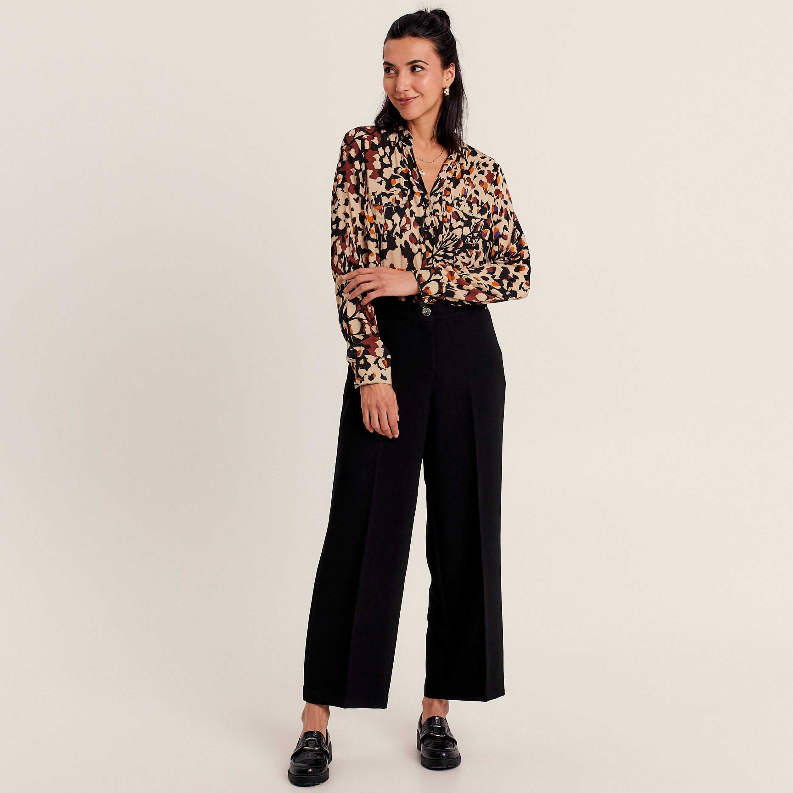 Chemise manches longues noir femme