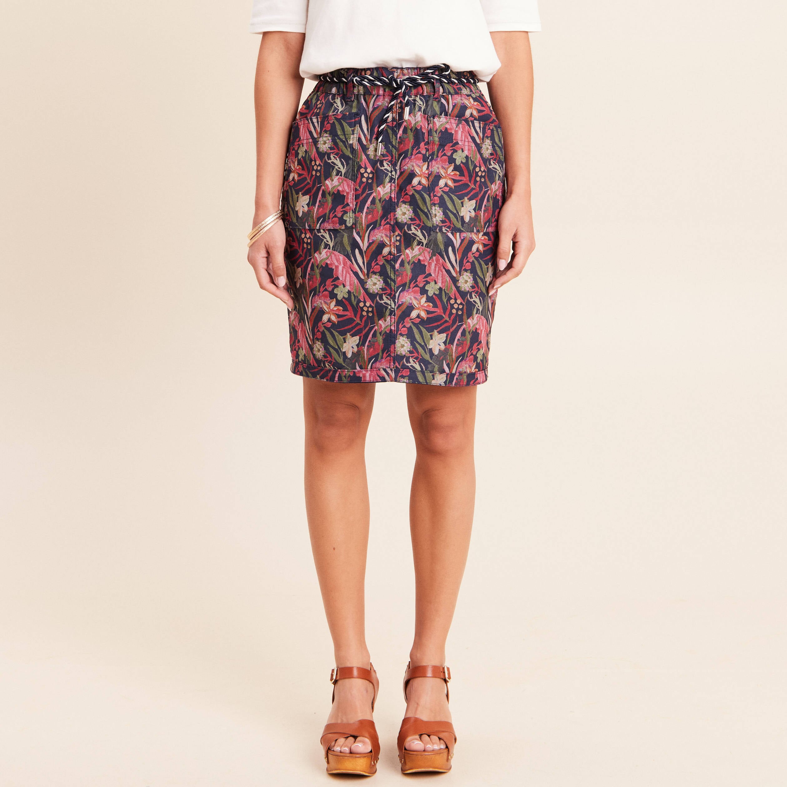 Jupe droite r&eacute;versible multicolore femme