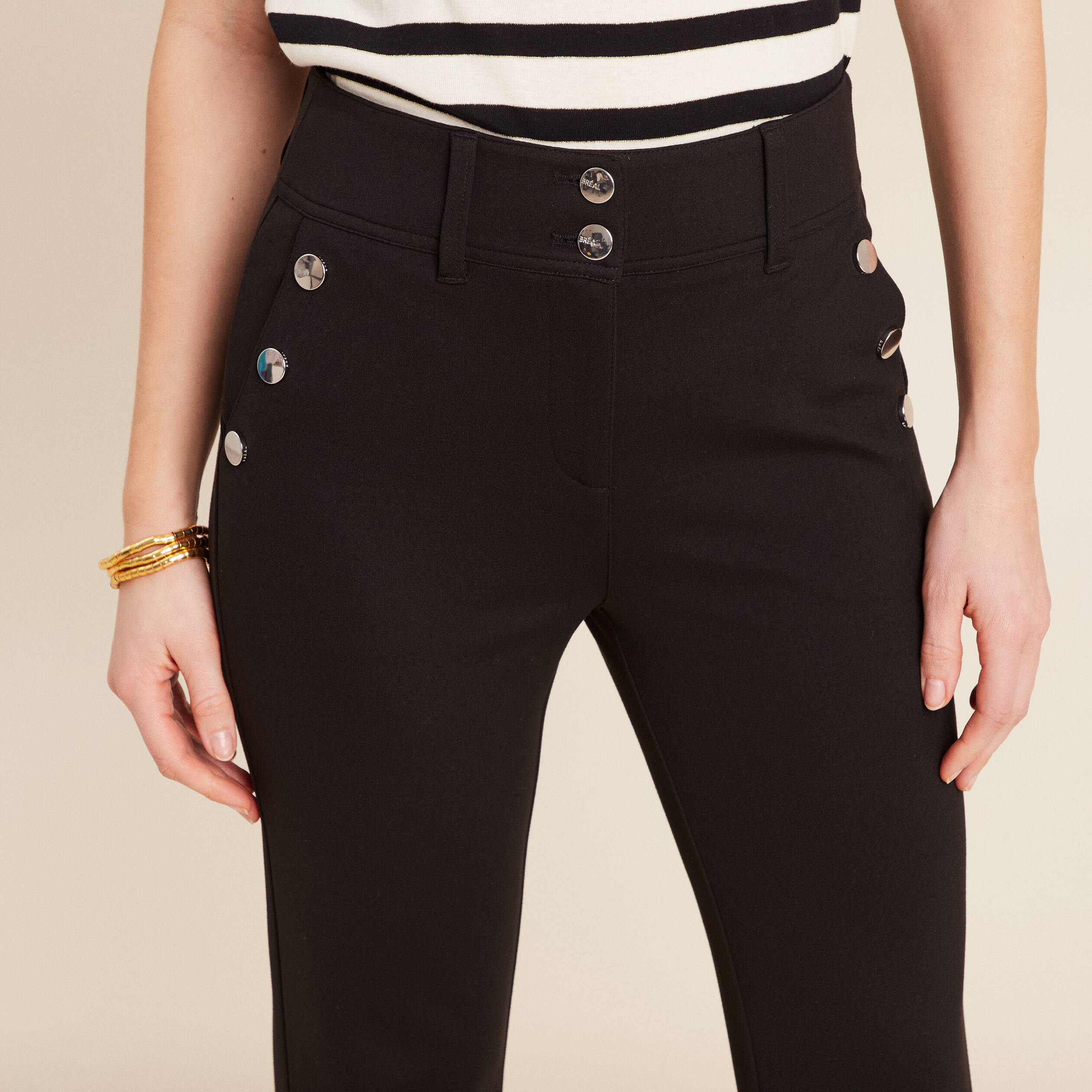 Pantalon bootcut à pont noir femme