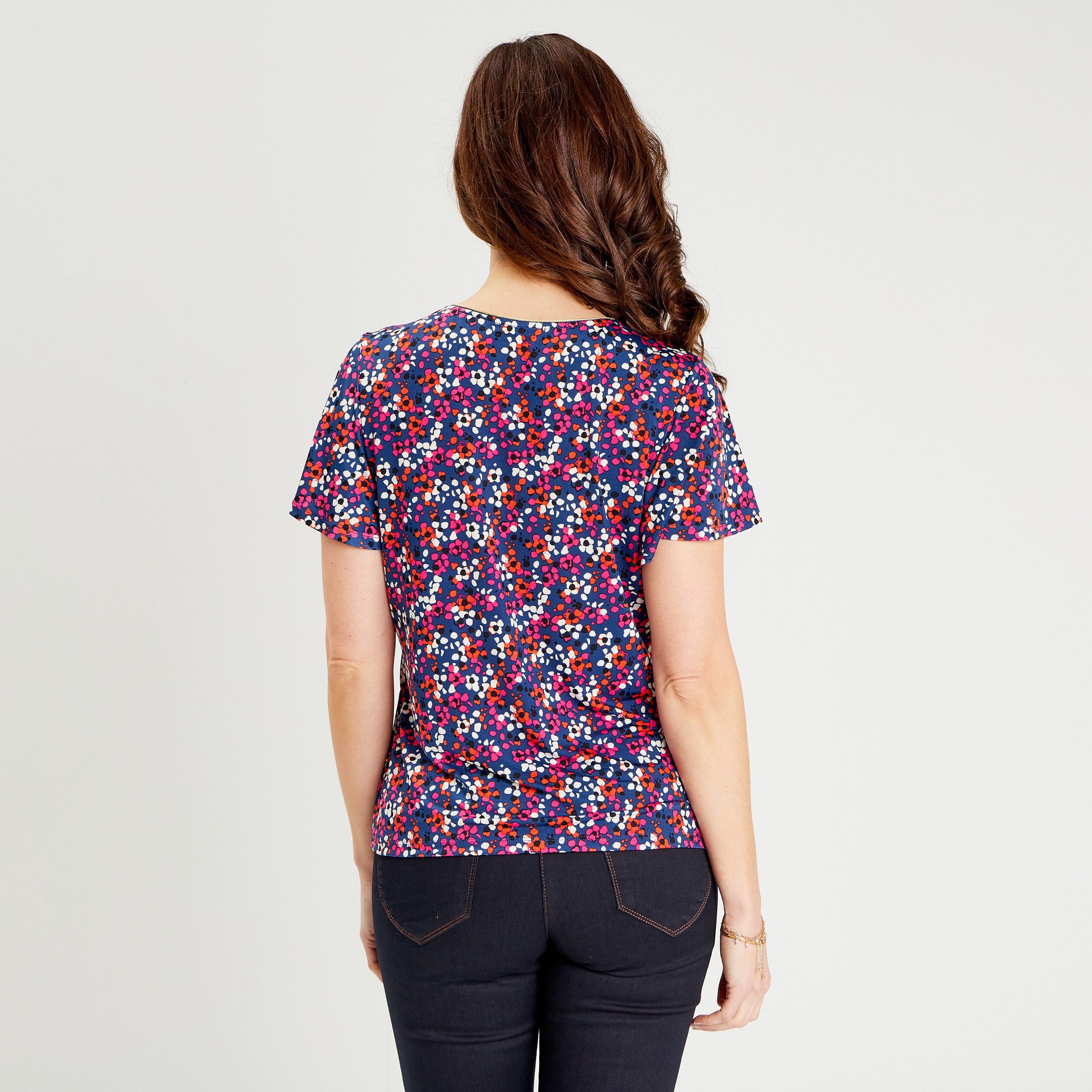 T-shirt manches courtes bleu foncé femme