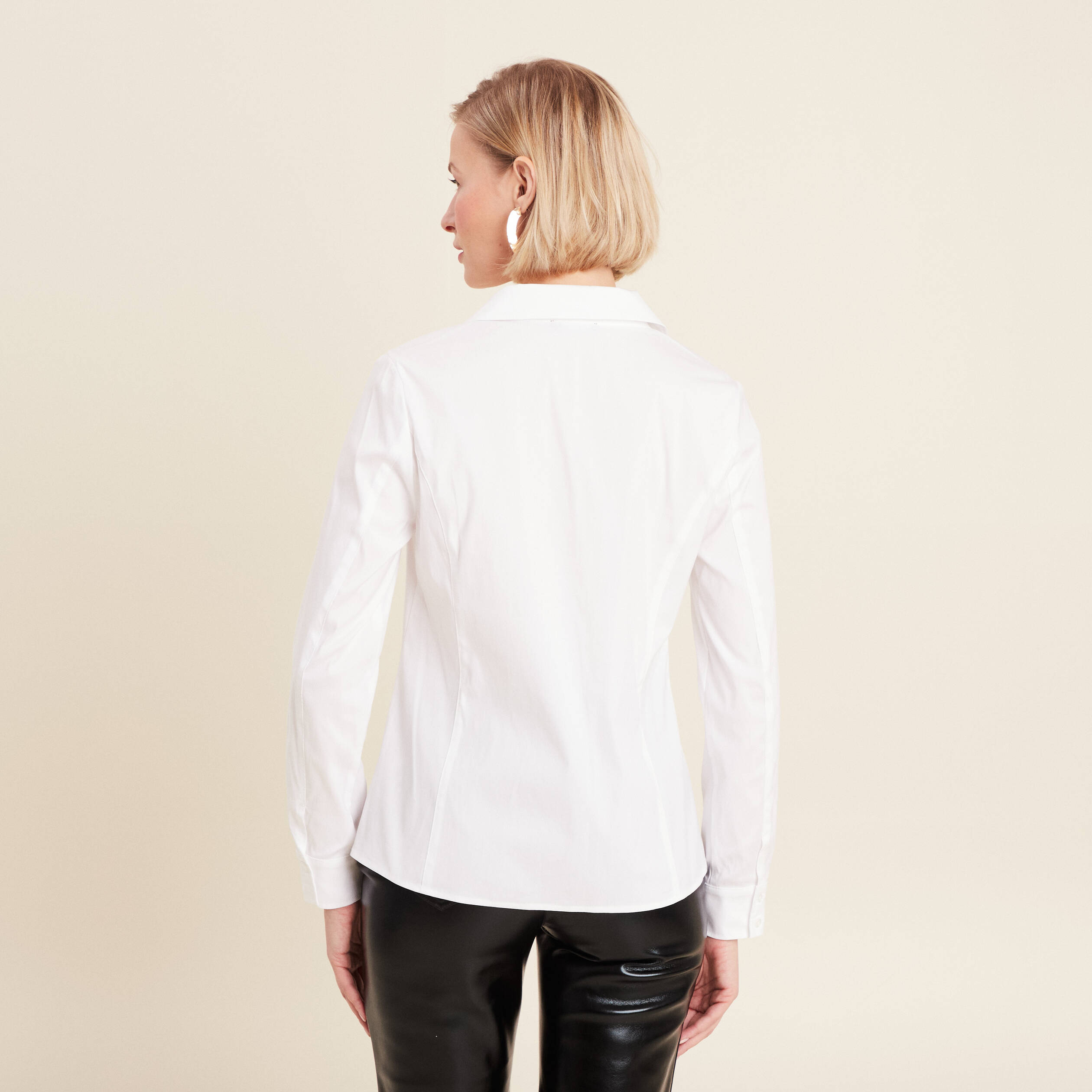 Chemise manches longues zippée blanc femme