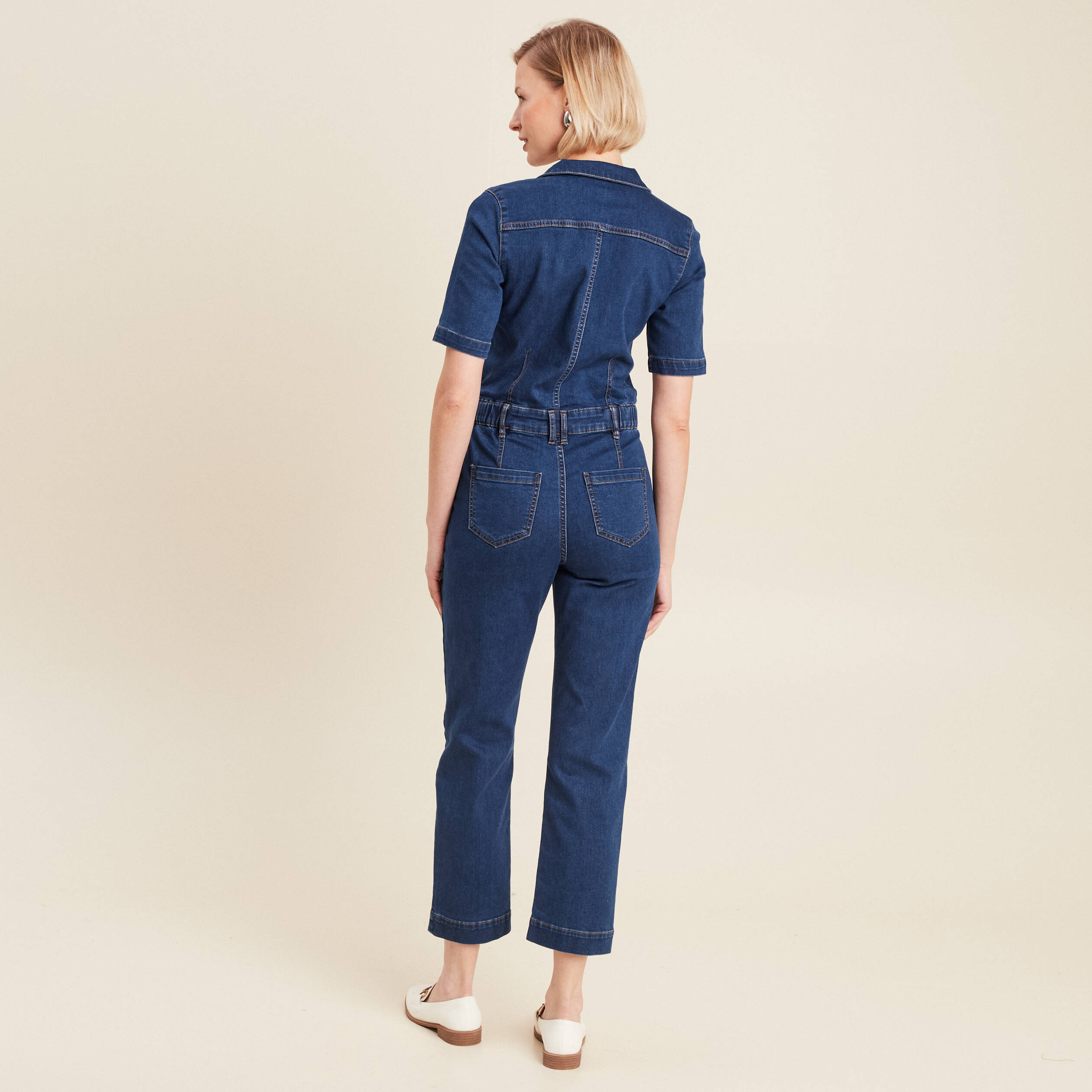 Combinaison pantalon en jean denim stone femme
