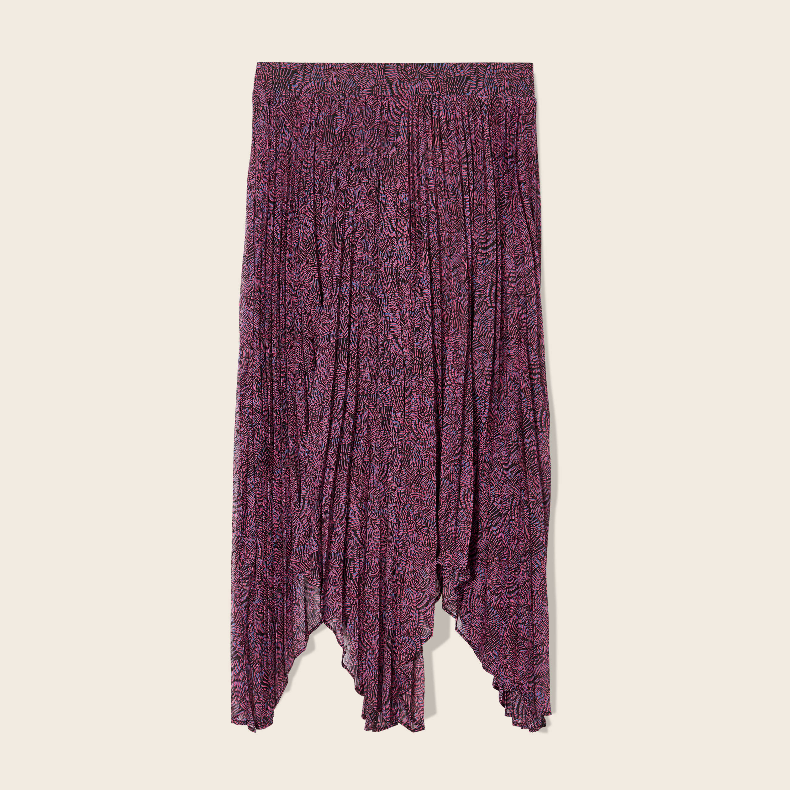 Jupe longue évasée plissée violet femme