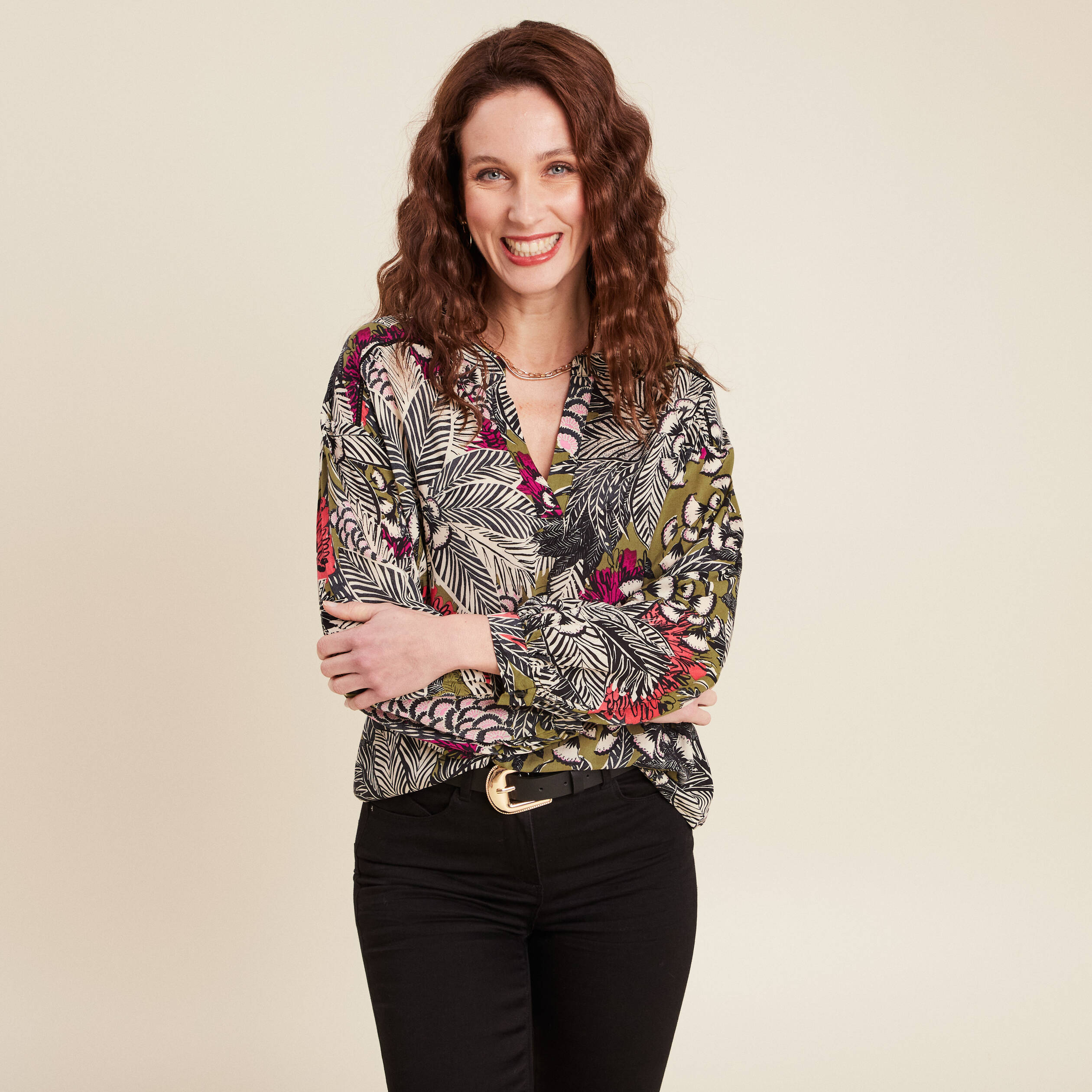 blouse manches 34 vert femme Blouse manches 3/4 vert femme