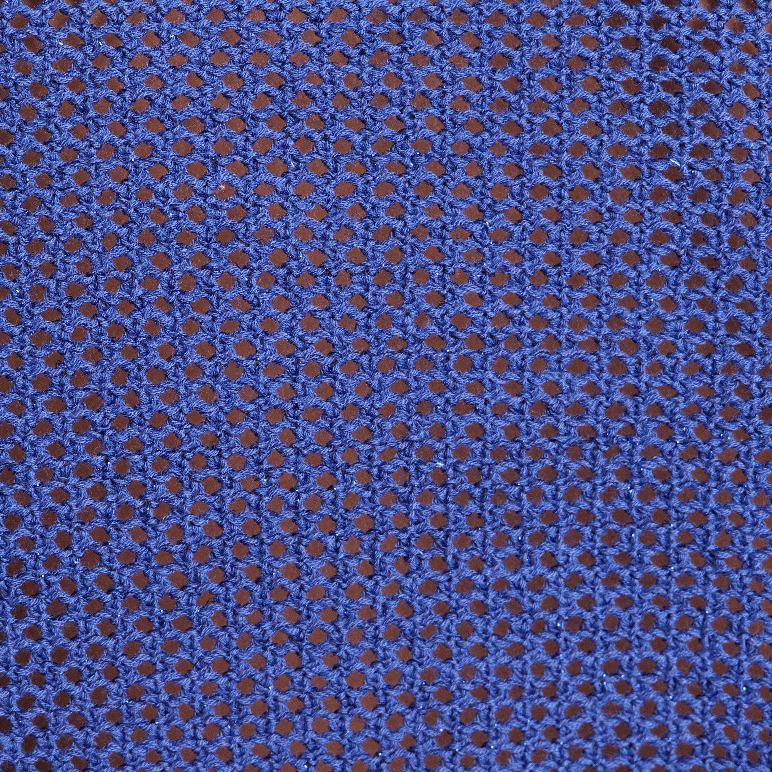 Pull ajour&eacute; col rond manches longues bleu fonc&eacute; femme