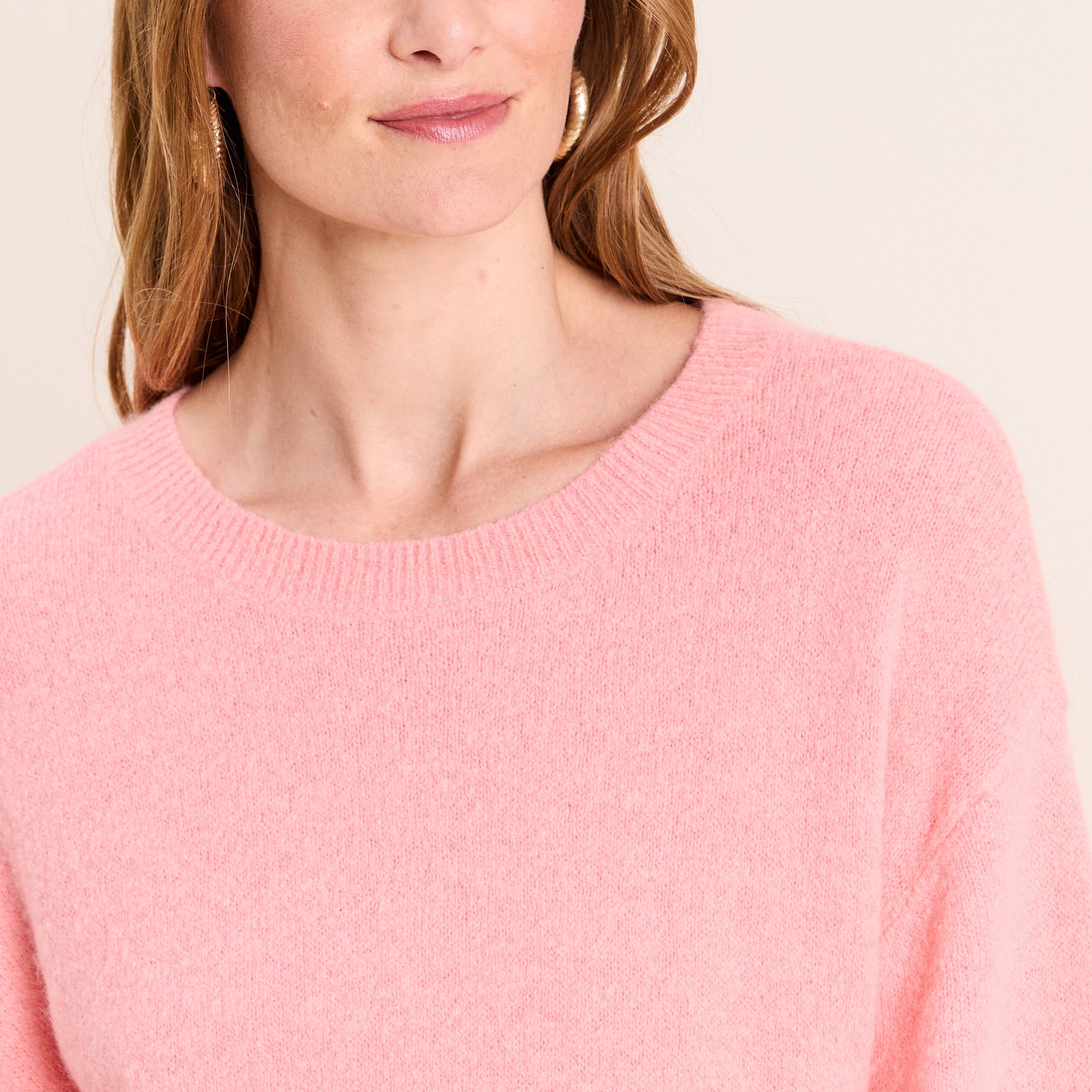 Pull manches coudes rose femme