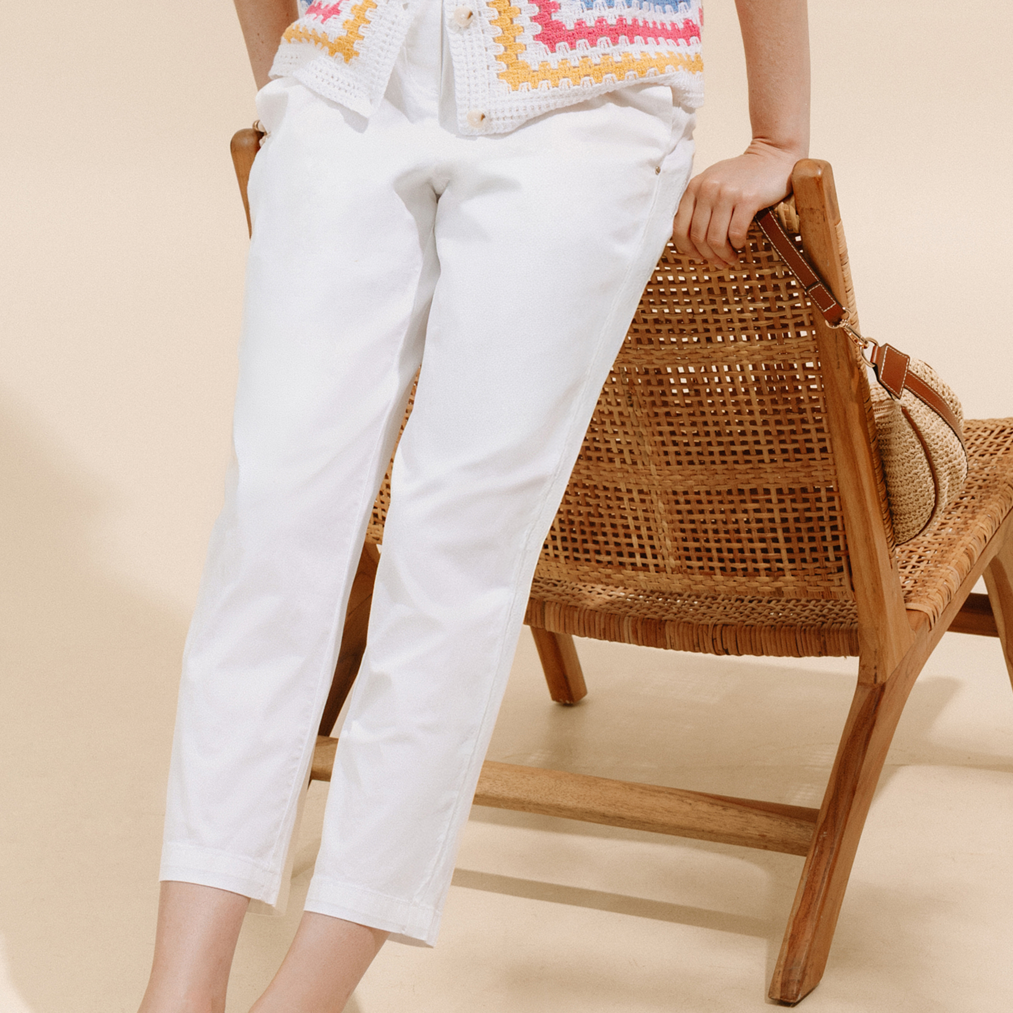 Pantalon mom blanc femme