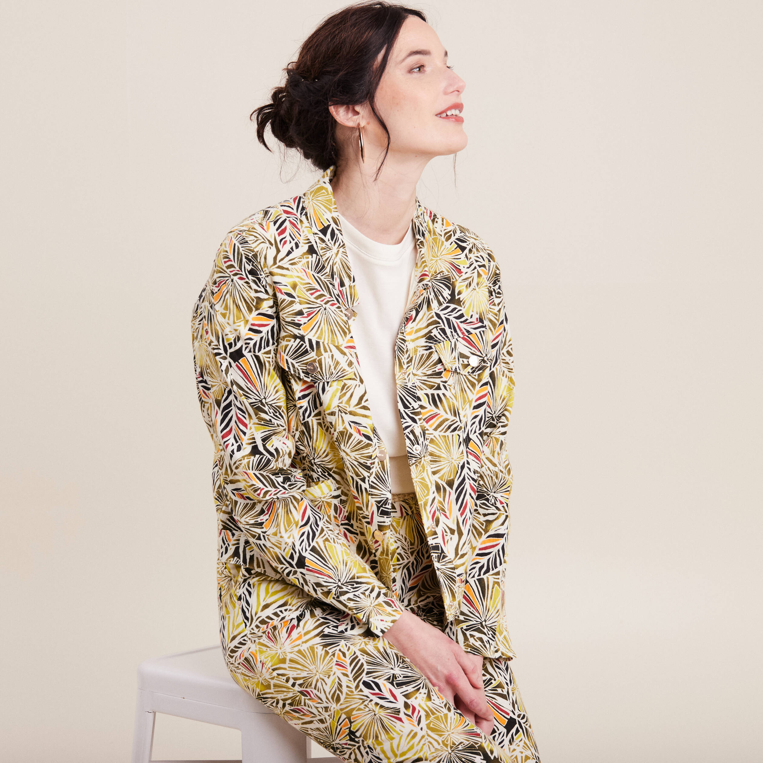 Veste boutonnée vert femme