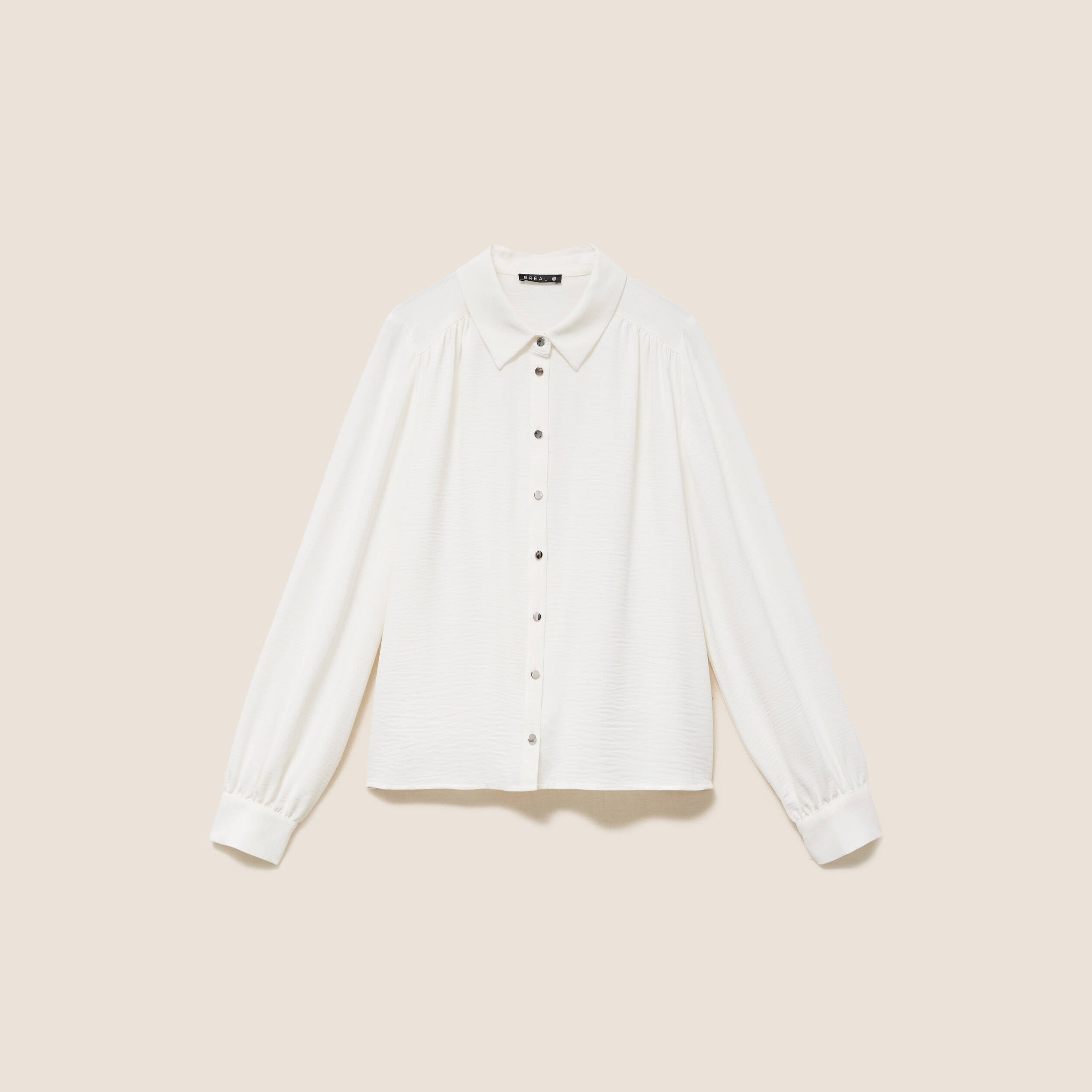 Chemise fluide manches longues ecru femme