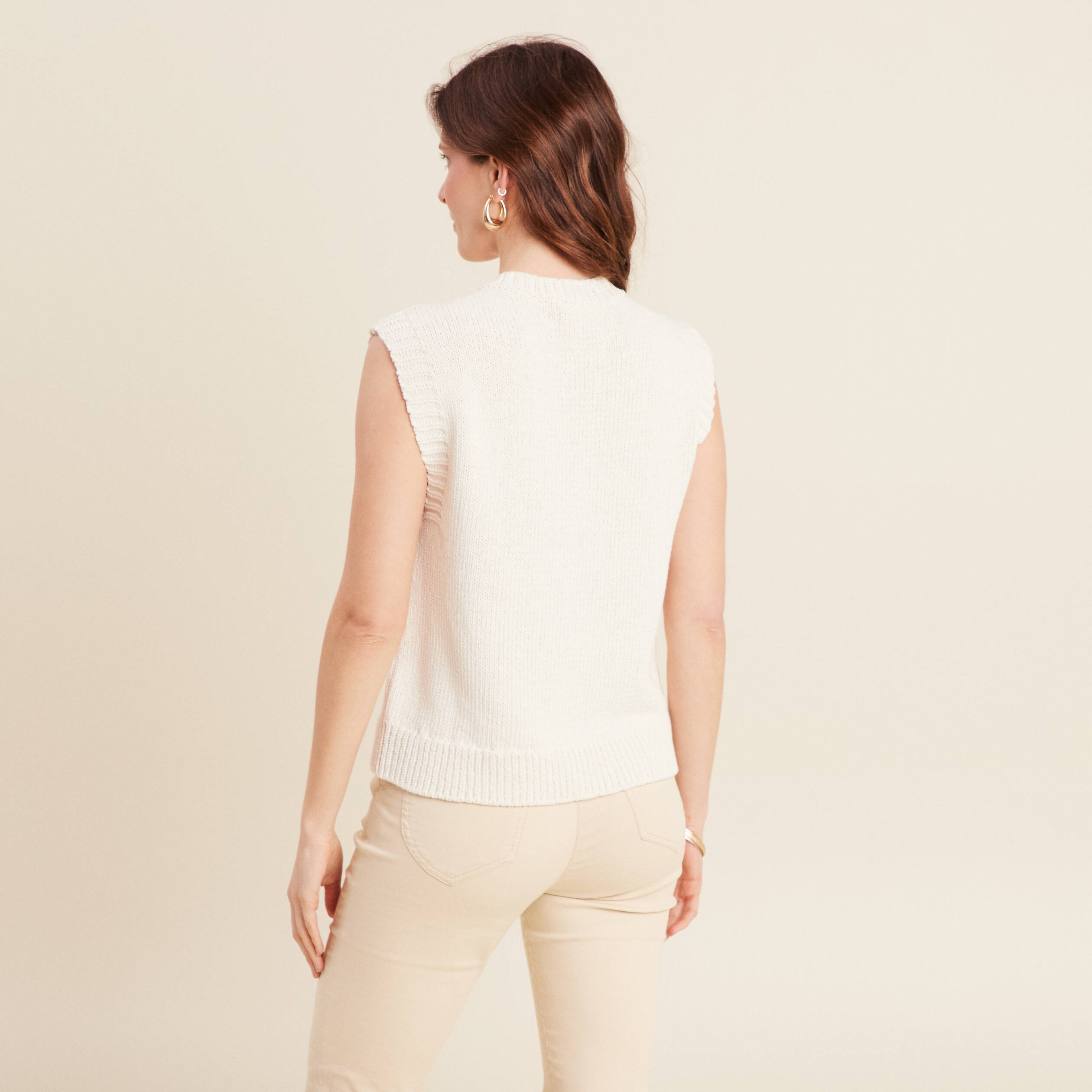 Gilet sans manches ecru femme