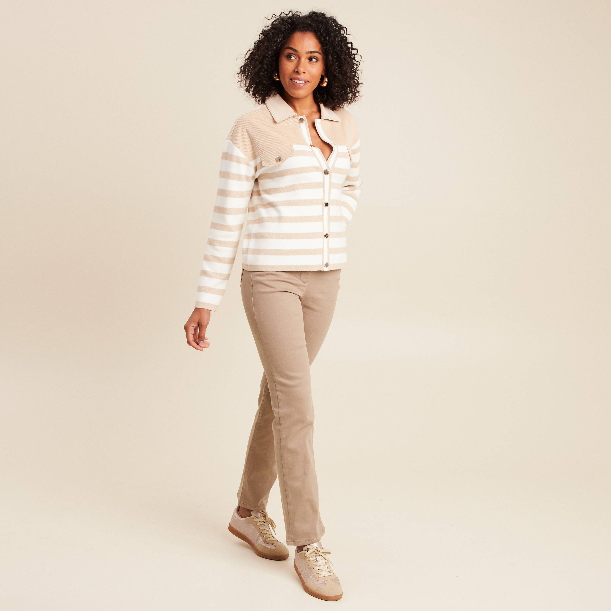 Pantalon magique L'Unique effet brillant taupe femme
