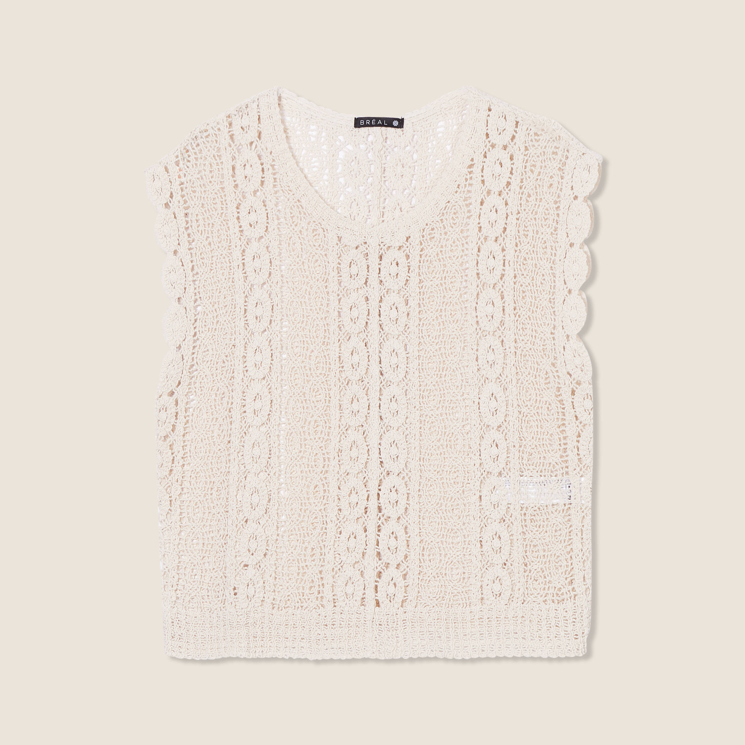 Débardeur macramé ecru femme