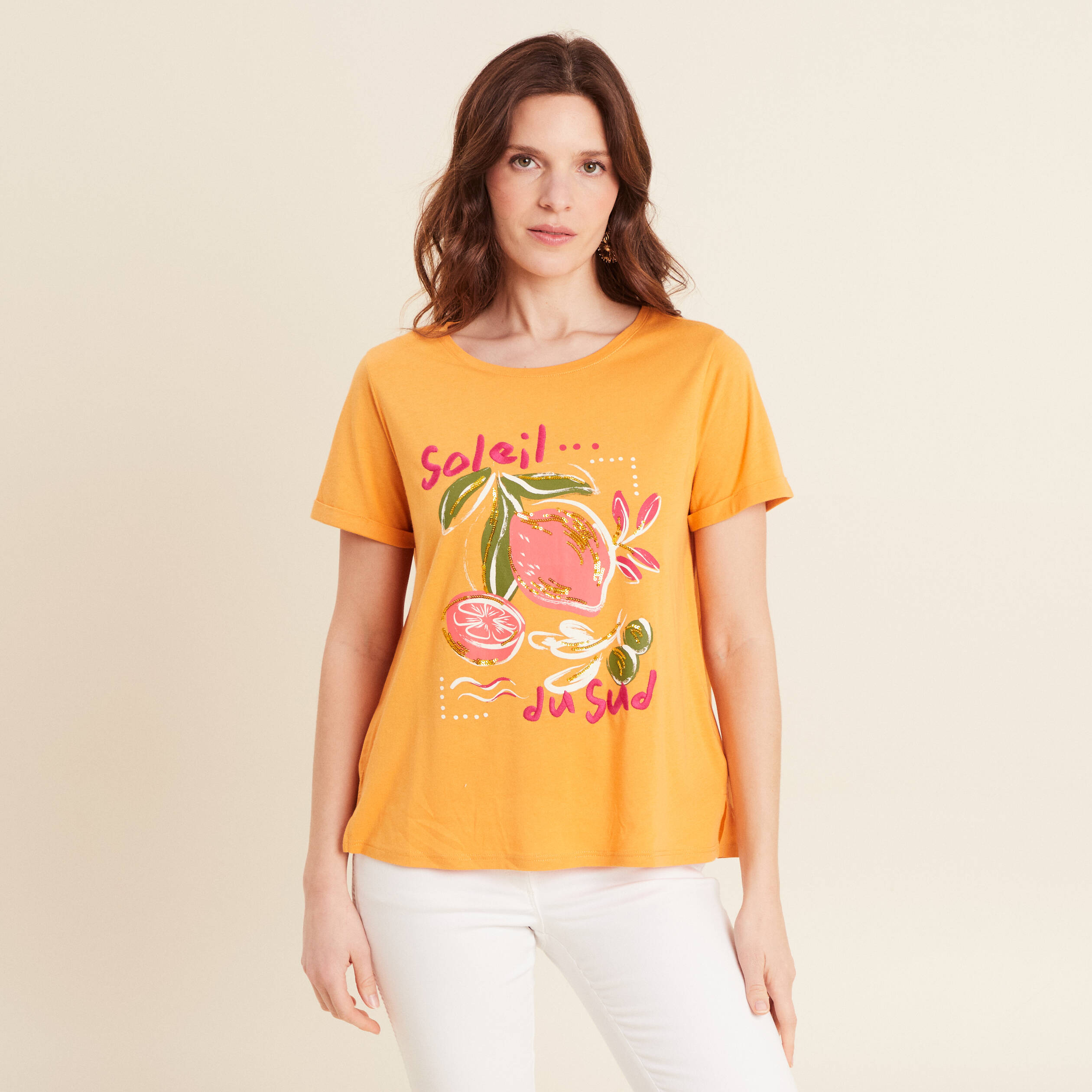 T-shirt de trek manches courtes en laine mérinos femme, Merino Resist orange SIMOND T-shirt de trek manches courtes en laine mérinos femme, Merino Resist orange SIMOND